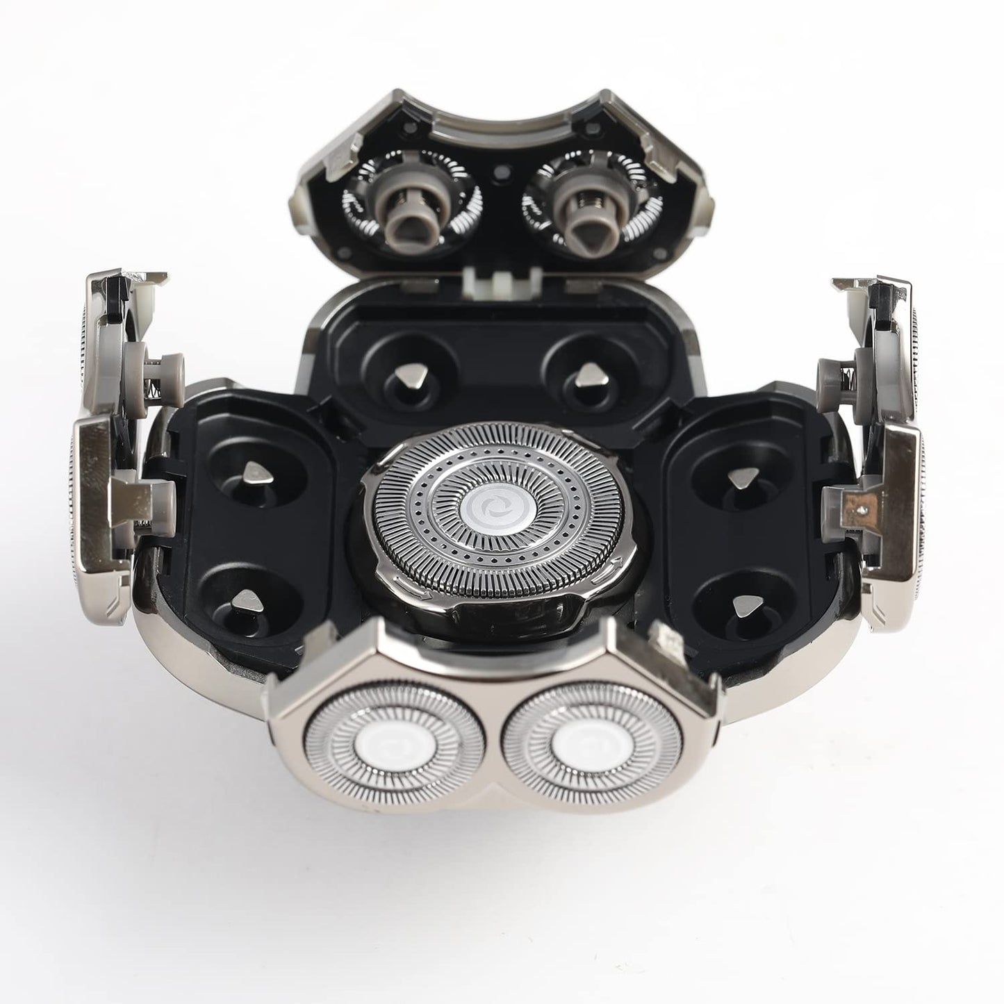 Men's Electric Shavers Replacement Heads 9 Blades Head Replaceable Alternate Floating Washable Electric Razor Shaver Head（Silver）