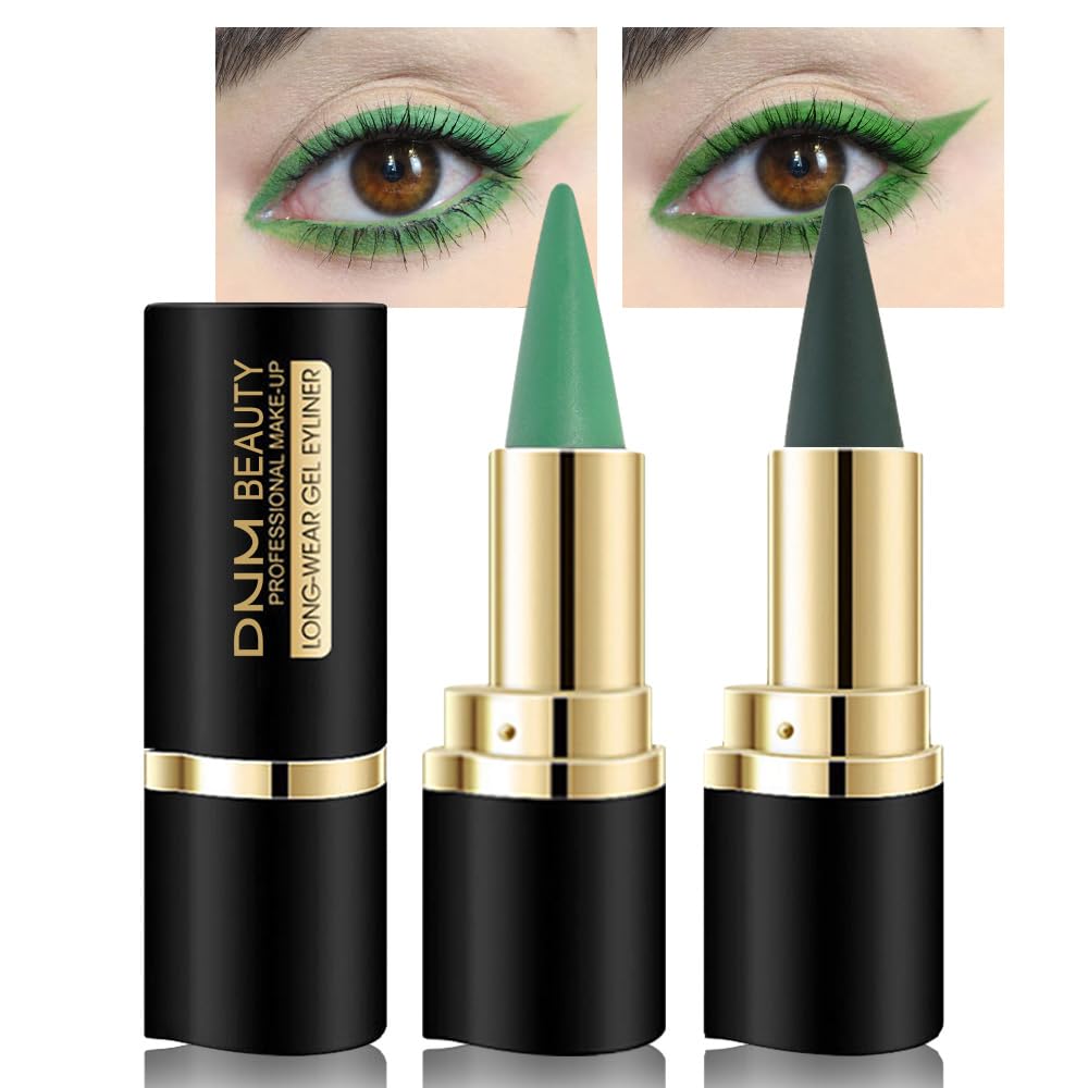 evpct 2Pcs Pale Nuetral Green Gel Eyeliner Pencils, Green Eye Liners Shadow Set for Halloween Goth Makeup, Creamy Eyeliner Crayon Waterproof Smudge Proof Easy Apply, delineador de ojos contra el agua