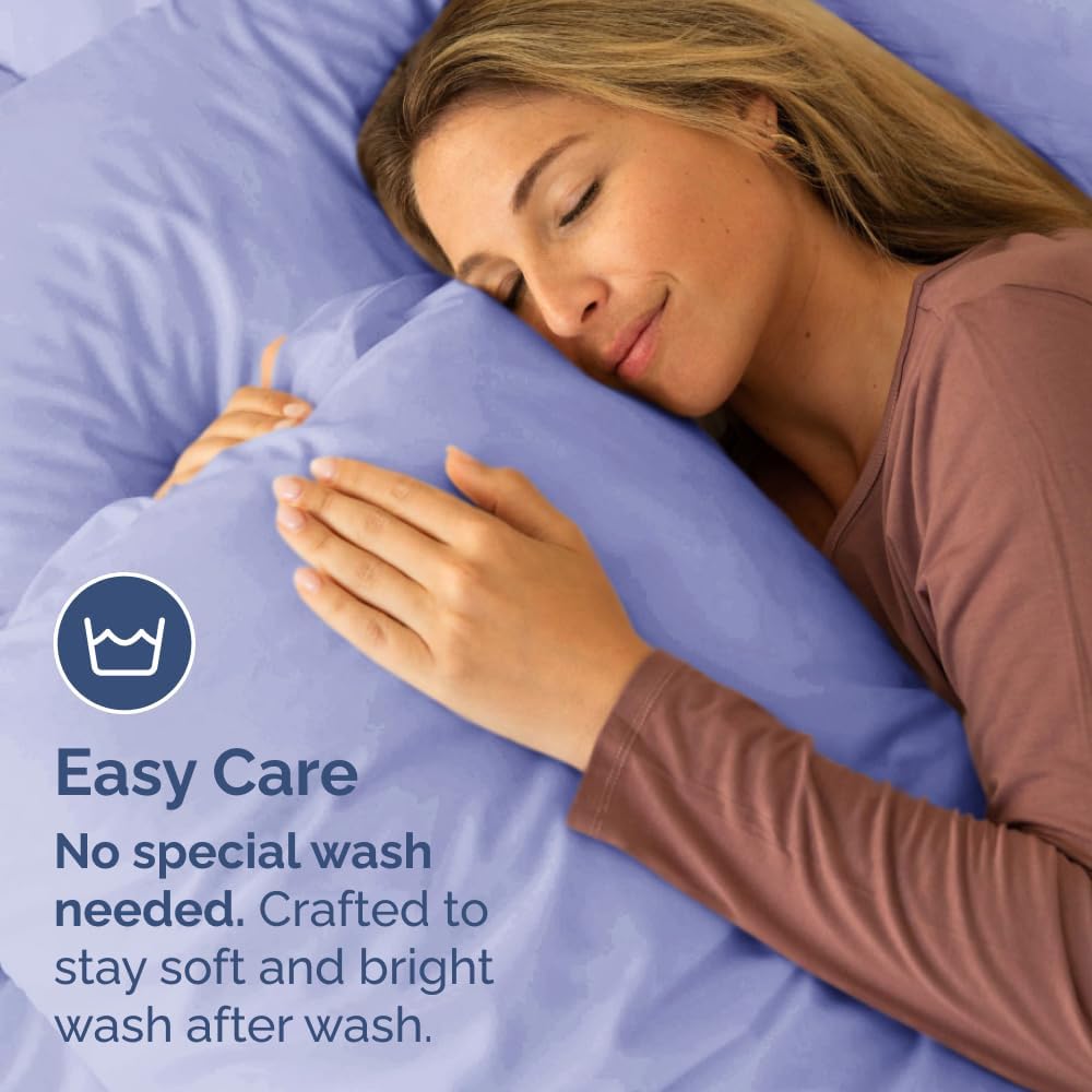 CGK Unlimited Queen Size Lavender Pillow Cover Bedding Set of 4 - Soft, Premium Quality Microfiber Pillowcases for Machine Washing - 20x40, 20x36 & 20x48 Inch Pillows