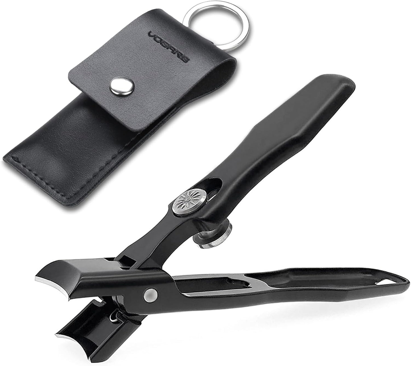 Toe Nail Clippers for Thick Nails for Seniors, Wide Jaw Opening Ultra Sharp No Splash Nail Clippers for Men Heavy Duty Stainless Steel (Black)