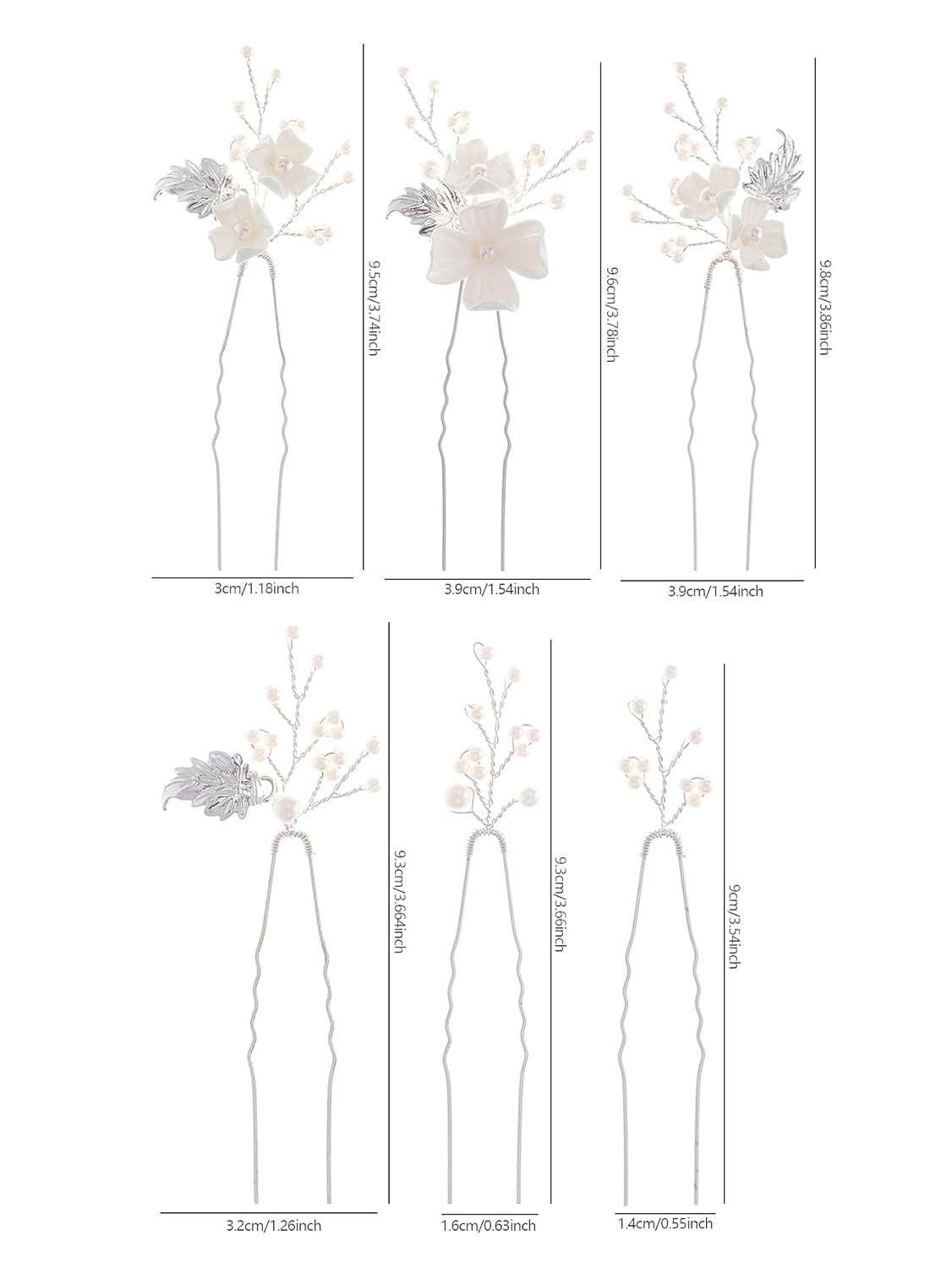 Handmade Pearl Bridal Wedding Hair Pins 6Pcs White Flower Gold Leaf Pearls Clips Bridal Hair Accessories for Women Brides Bridesmaid