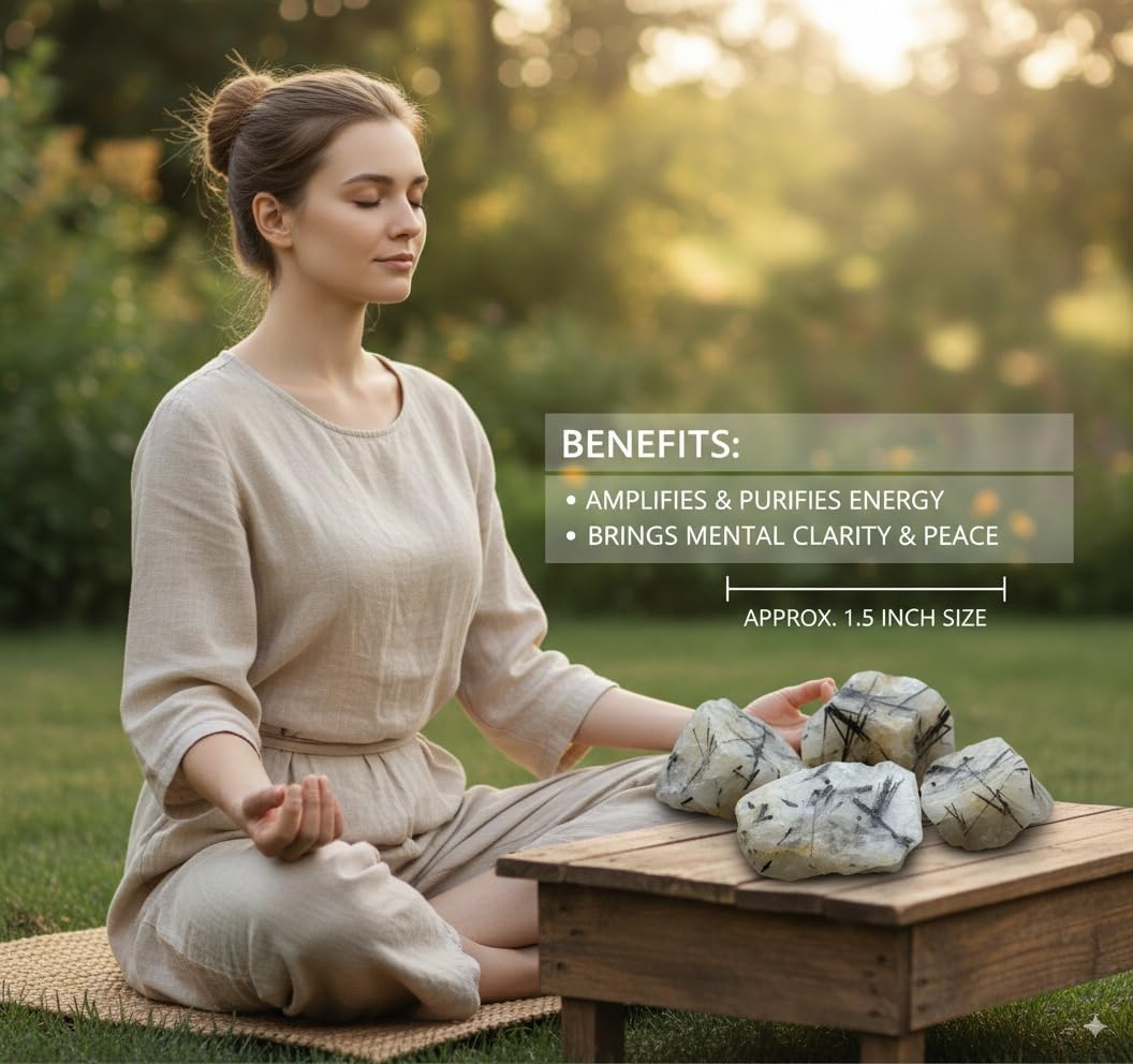 Large 1.25-2.0”Rutile Quartz Raw Crystal Stone | Natural Healing Gemstone with Golden Rutile Inclusions | Reiki, Chakra Balancing, Meditation & Energy Amplification | Raw Mineral Specimen