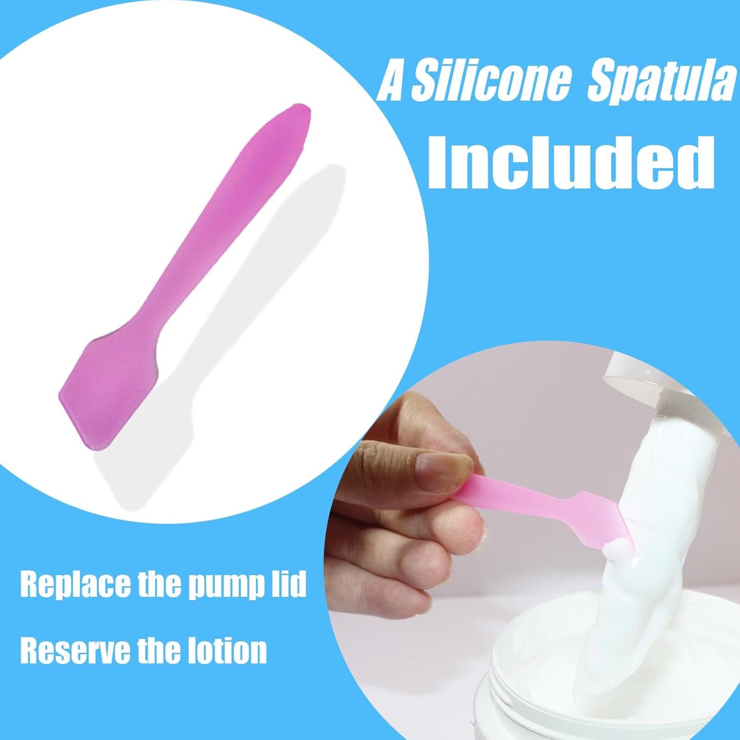 Pump Lid Compatible with Moisturizing Cream, Easy Install Body and Face Moisturizer Pump, for 3.15in/8cm, 2 Pack with a Spatula