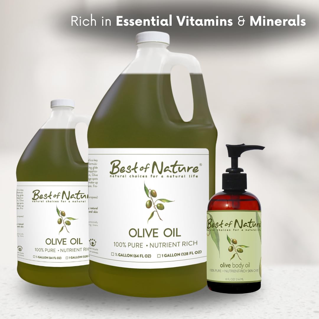Best of Nature 100% Pure Olive Massage & Body Oil – Cold Pressed, Natural & Unscented Moisturizer for Skin, Hair & Bath, 5 Gallon Pail (640 fl oz)