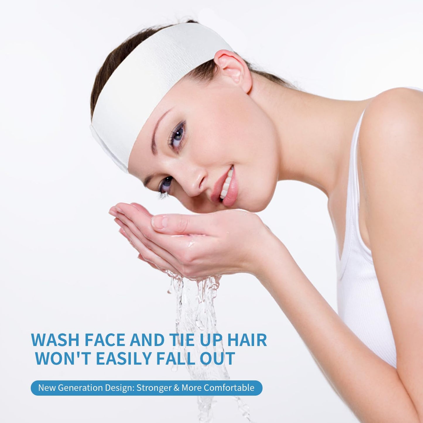 MoyRetty 100 Pack Disposable Headbands for Spa & Facials Professional Disposable Hair Bands, Facial Headbands Esthetician Supplies with Adjustable Magic Tape