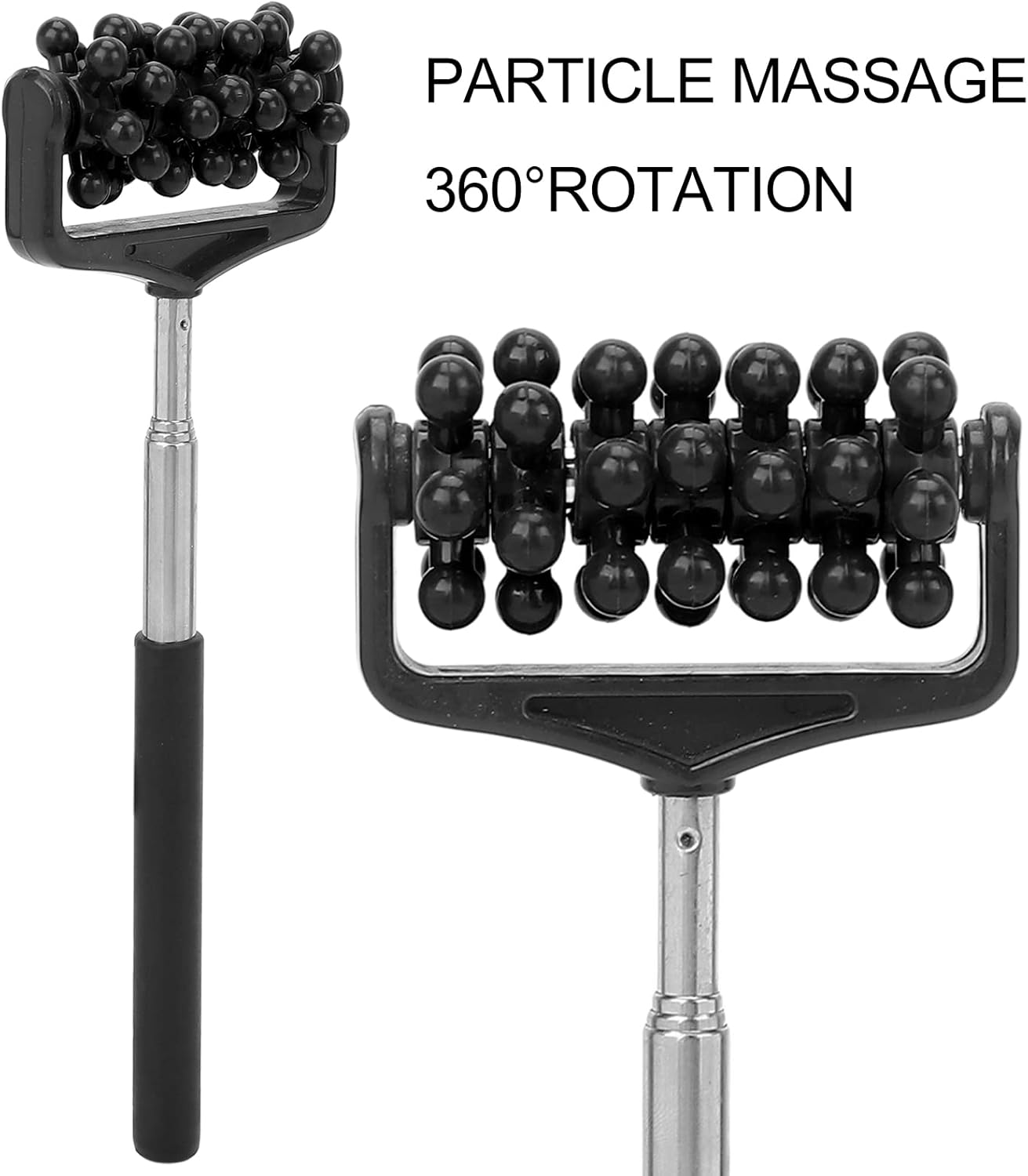 ZJchao Back Scratchers, Telescopic Massagers Back Muscle Roller Adjustable Back Head Arm Scratch Roller Massager for Muscle Relax Portable Extendable Telescoping Backscratchers for Men Women(Black)