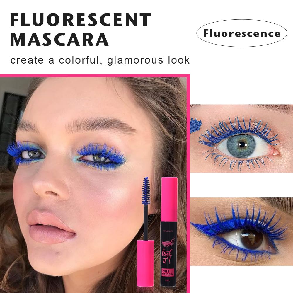 Waterproof 5PCS Colorful Voluminous Mascara Set – Lengthening, Defining, Curling, Multiplying Formula (Cruelty-Free)-White Black Blue Purple Brown Colored Mascara Eyelash Makeup Pack, Festival Gift