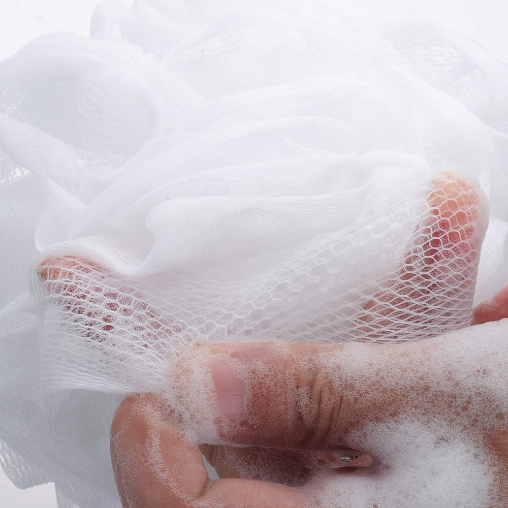 Bath Sponge Loofah Shower Pouf White Mesh Shower Puff Pack of 6 (35g/pcs)
