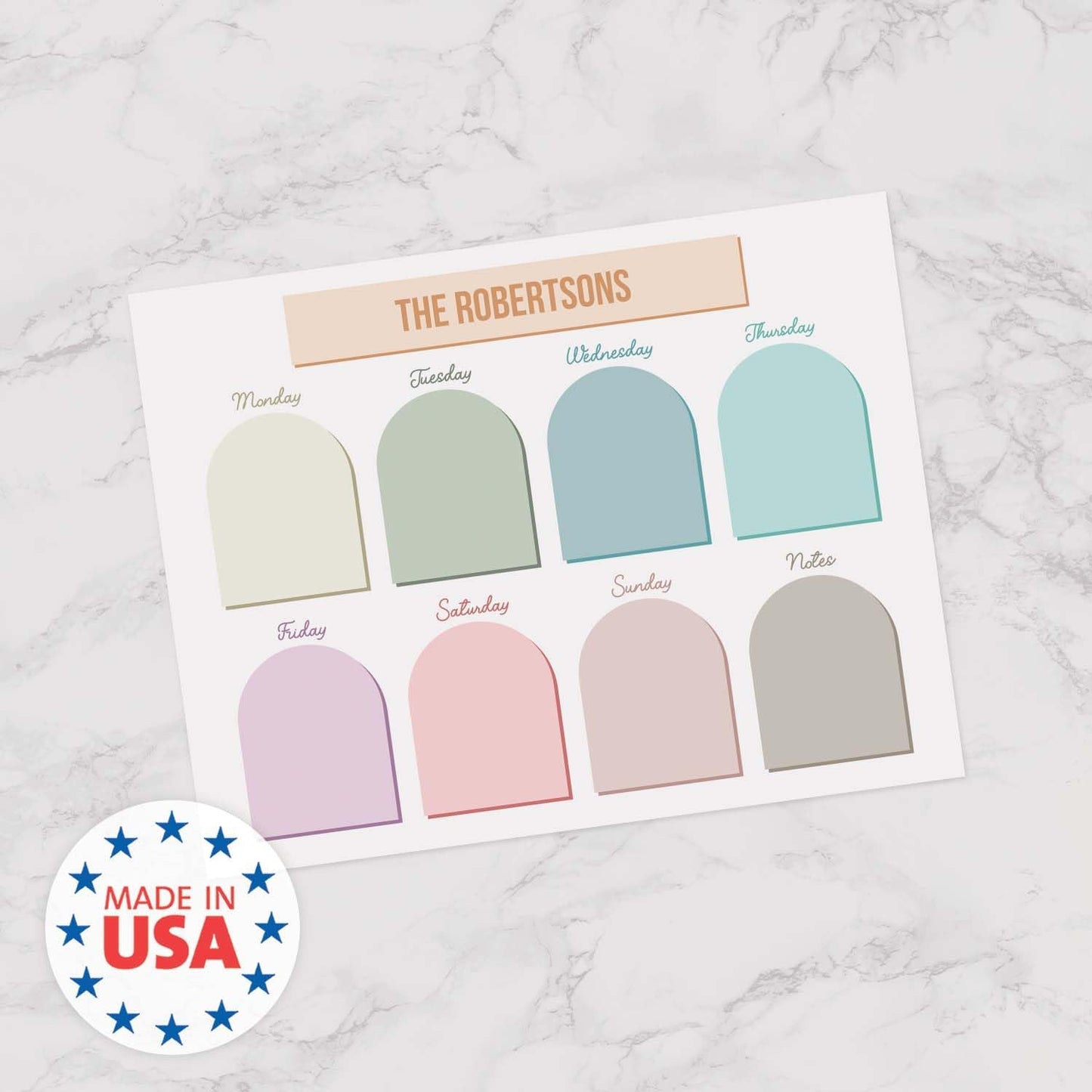 Personalized Pink Magnetic Weekly Calendar / 11" x 8.5" Trendy Task Tracking Custom Weekly Planner Magnet/Made In The USA