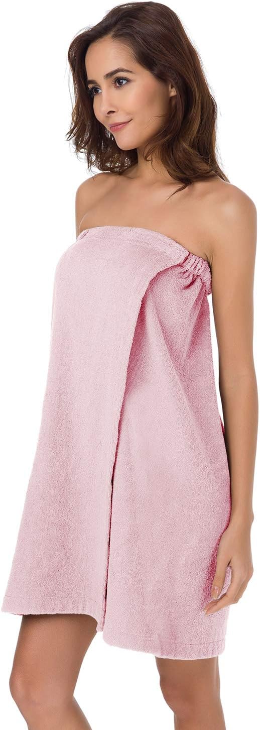 SIORO Women Bath Towel Wrap Robe, Soft Cotton Terry Spa Cloth, Plush Adjustable Closure for Shower, Travel, Pool, Gym