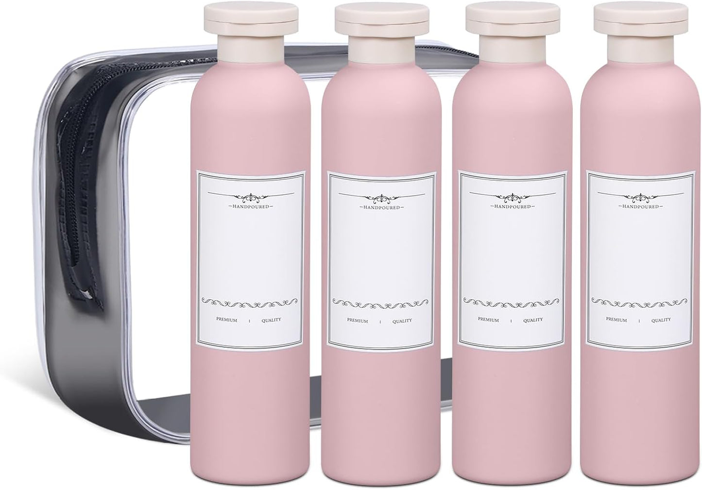 ASEVAT 8.8 oz Plastic Travel Refillable Shampoo Bottles, Empty Squeeze Bottles with Flip Cap, Travel Containers for Shampoo, Conditioner, Lotion and Cream (4 Pcs)