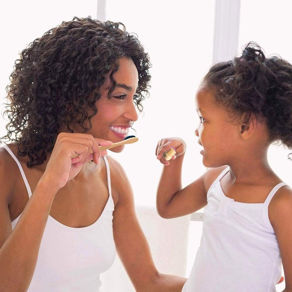 Bamboo Toothbrush Medium Bristle, 10Pcs Biodegradable Bulk Wooden Toothbrushes