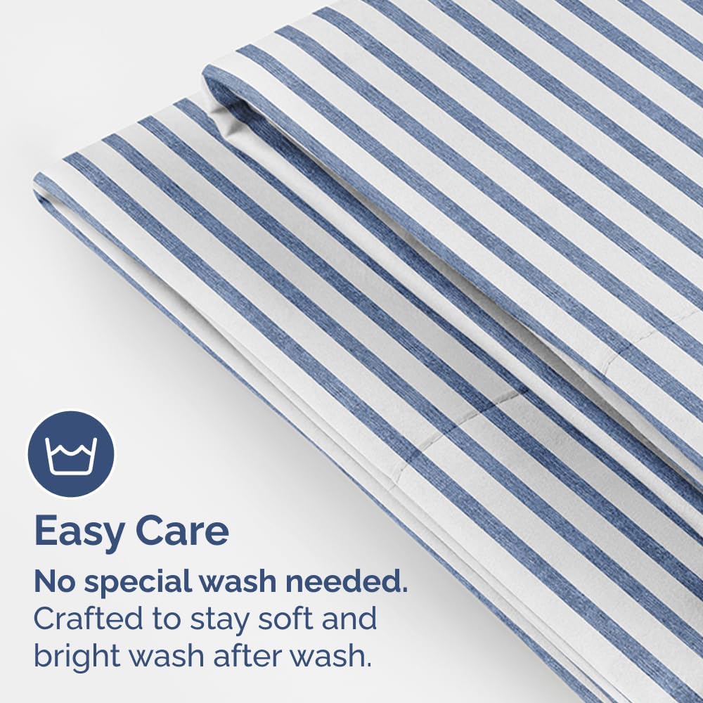 King Pillow Cases Set of 2 - Ultra Soft Hotel Quality Pillowcase Covers - Comfy, Cozy & Wrinkle Free - Shrinkage and Fade Resistant - Machine Washable Pillow Protectors - 2 Piece Set - Blue Stripes 2