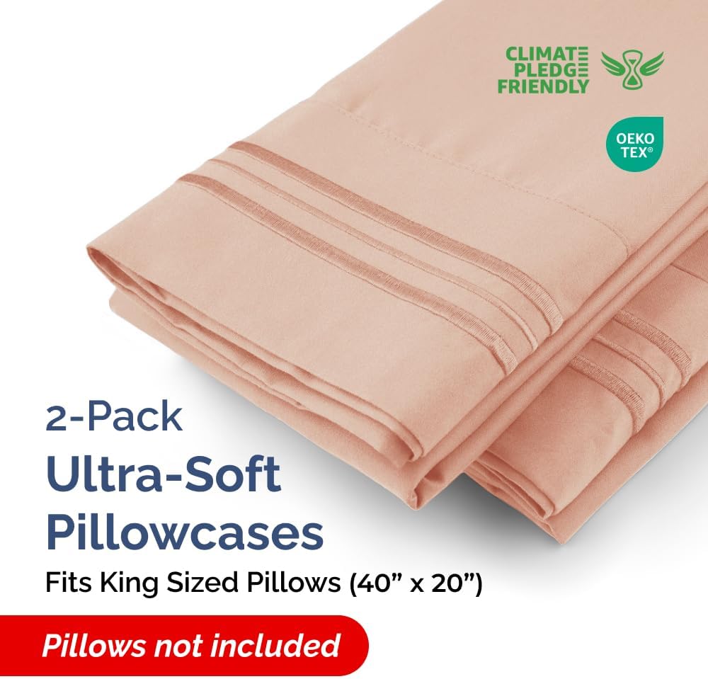 King Pillow Cases Set of 2 - Ultra Soft Hotel Quality Pillowcase Covers - Comfy, Cozy & Wrinkle Free - Shrinkage, Stain and Fade Resistant - Machine Washable Pillow Protectors - 2 Piece Set - Mauve