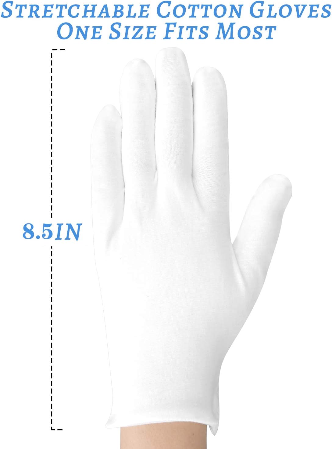 30 Pcs White Cotton Gloves for Dry Hands Moisturizing Eczema Overnight, Men and Women Stretchable Cloth White Gloves for Coin Jewelry Silver Inspection Halloween