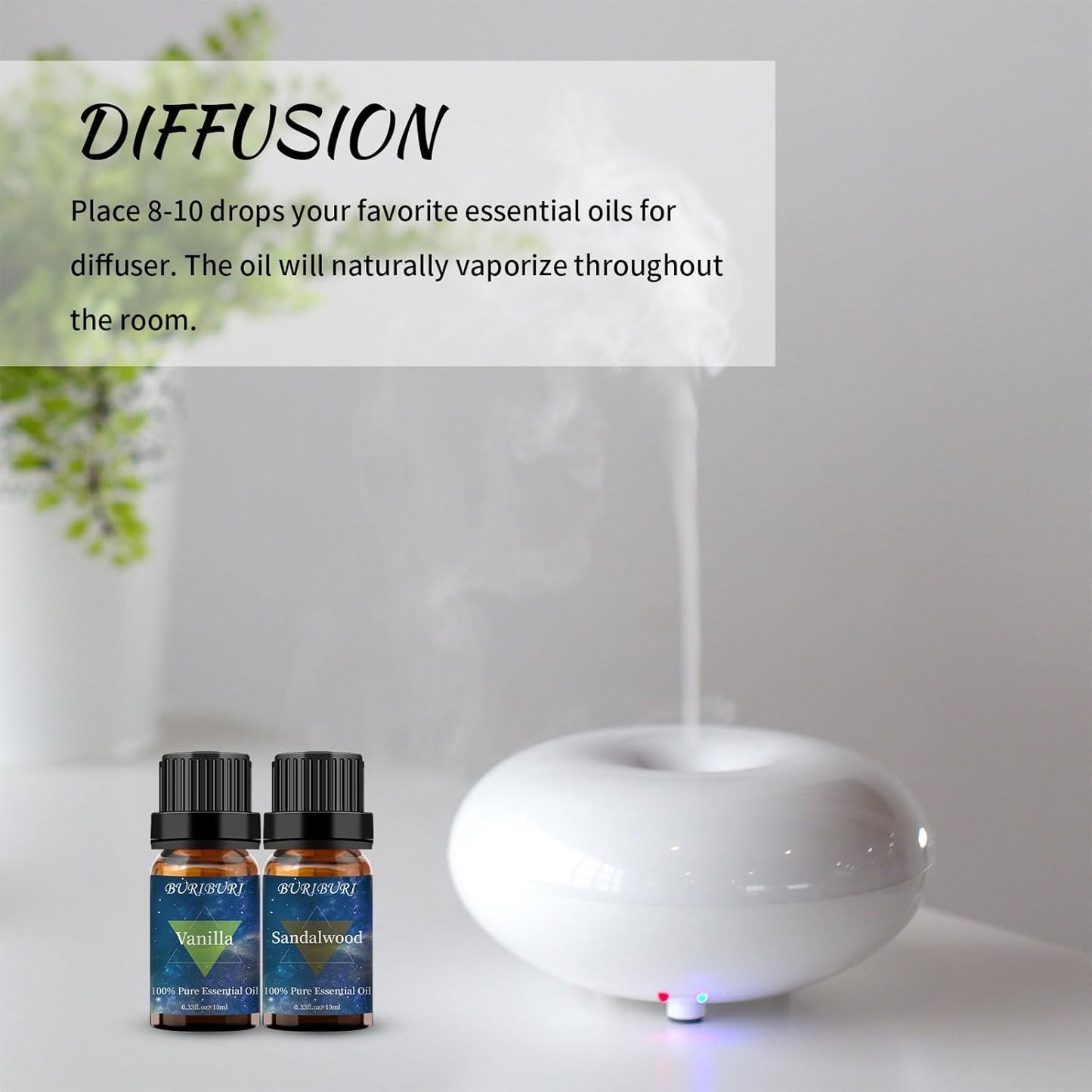 BURIBURI Sandalwood Oil Essential and Vanilla Essential Oil Gift Set, 100% Pure, Undiluted, Natural, Organic Aromatherapy Essential Oils 10ML