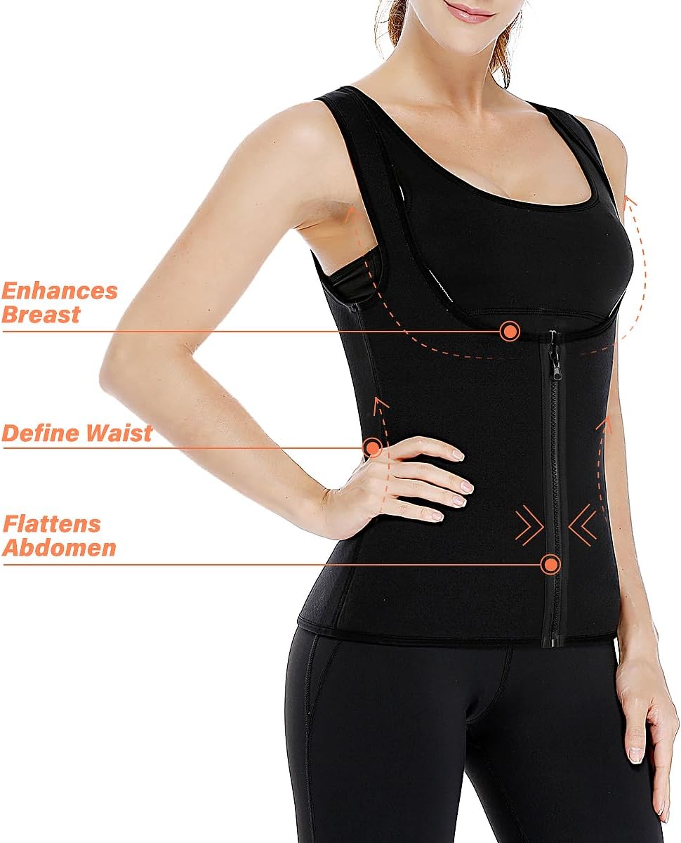 NonEcho Women Sauna Sweat Suit Spa Cami Hot Neoprene Slimming Workout Vest Body Shaper Waist Trainer Top