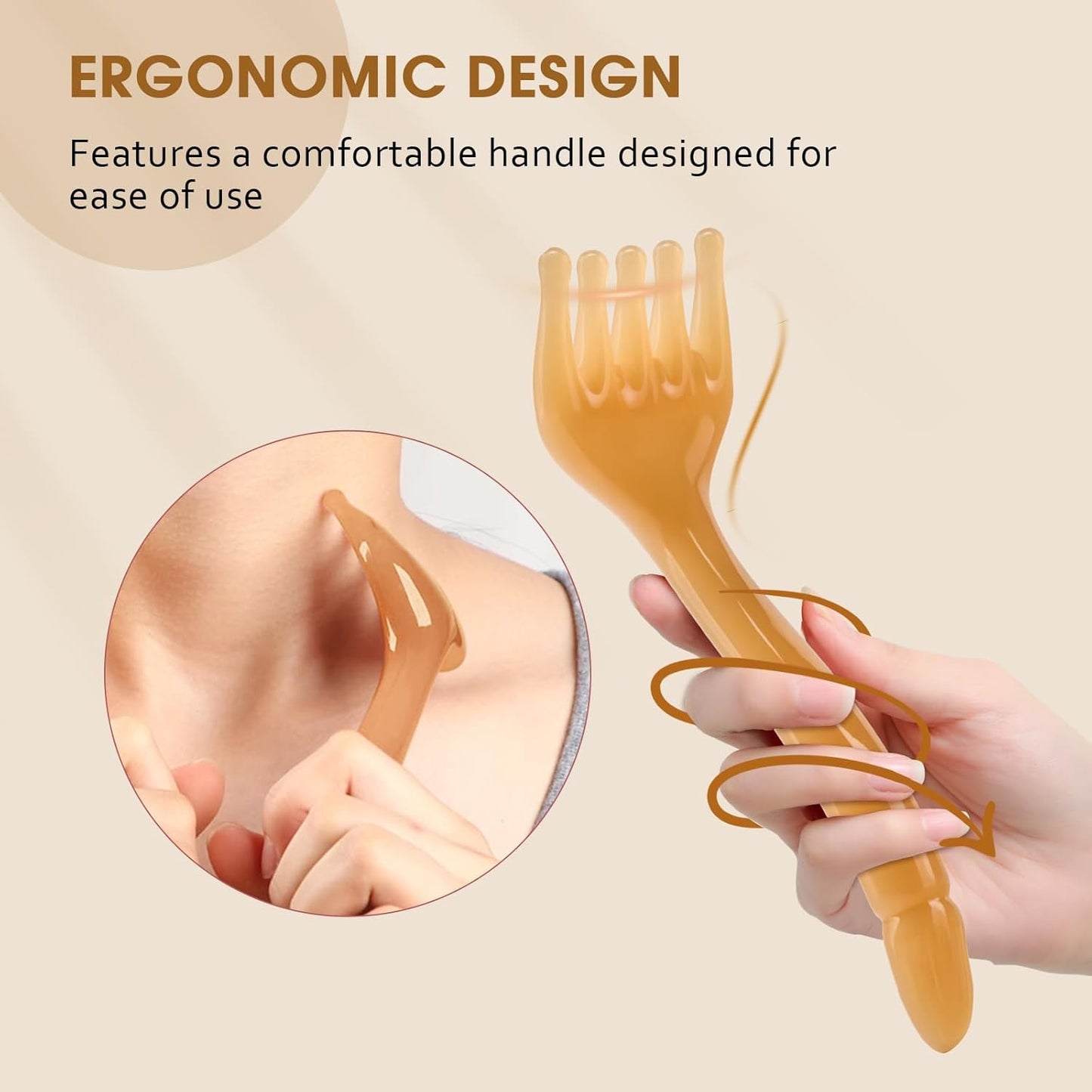 MoyRetty 2 Pack Manual Scalp Massagers, Perfect Scalp Massage Comb for Men & Women Home or Travel Use, Head Spa Gua Sha Tools for Relaxing(Brown)