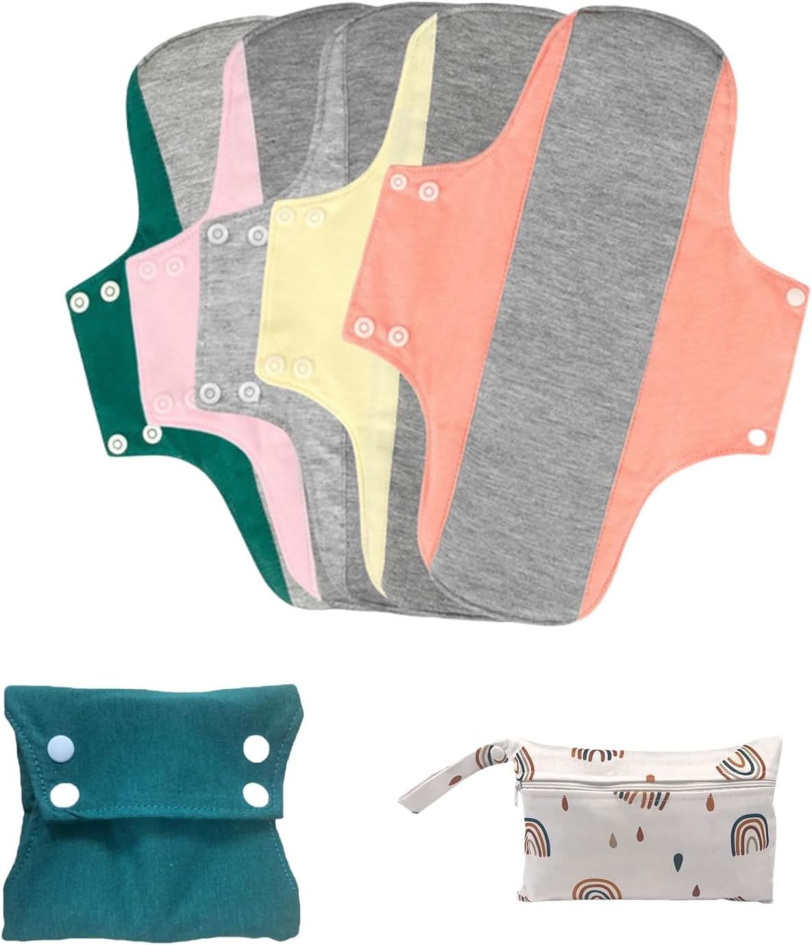 Reusable Washable Cloth Menstrual Pads,Heavy Duty Incontinence Pads,6pcs/Set,5pcs+1 Storage Bag,Suitable for Heavy Menstrual Flow,Incontinence