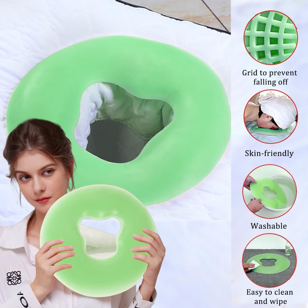 Silicone Face Massage Pillow,SPA Beauty Face Relax Headrest,Salon Skin Care Soft Overlay Travel Head Support,Green