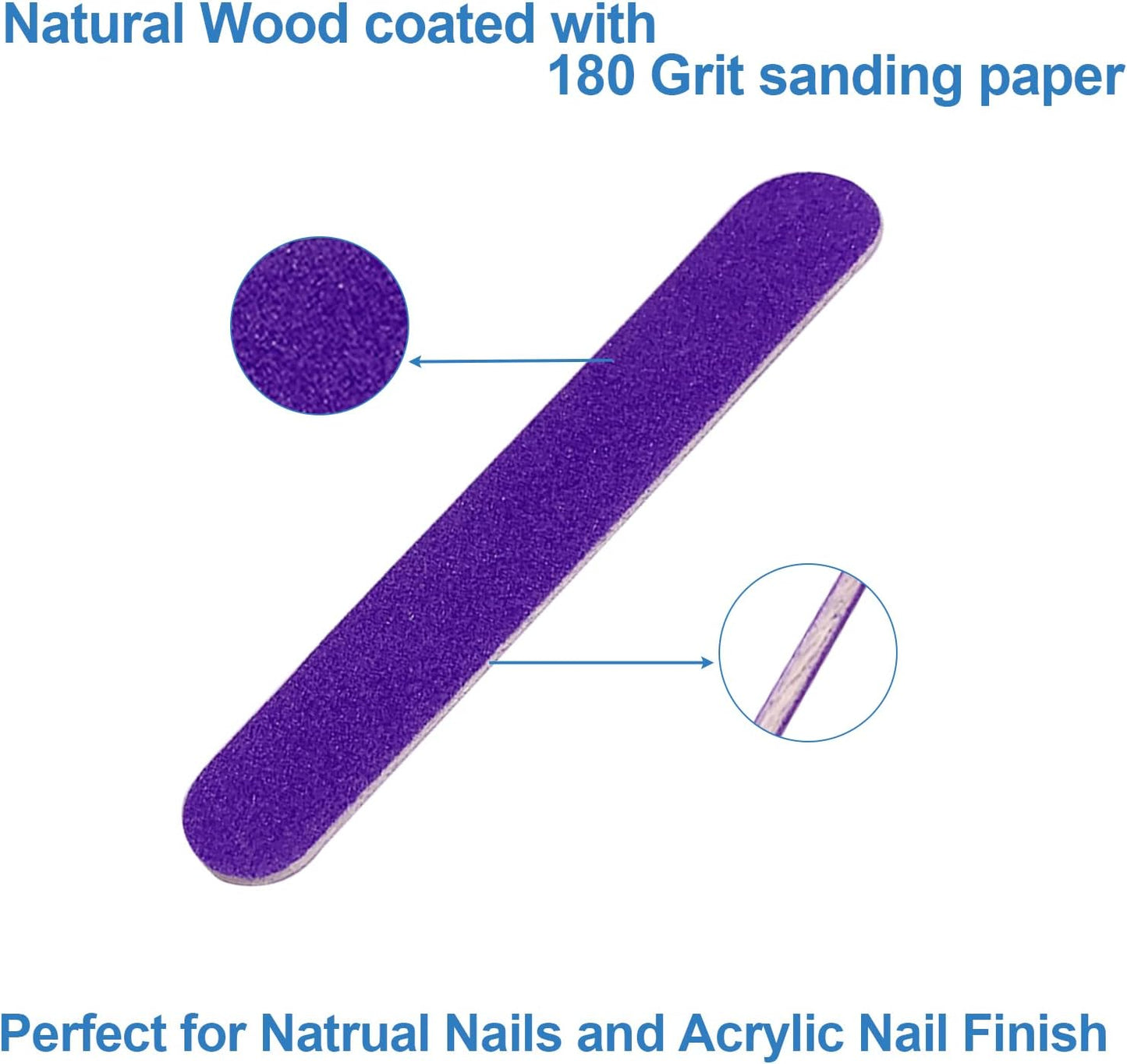 Mini Nail Files Bulk (100 Pcs), Double Sided Emery Board Nail File for Nature Nails, Manicure Tool Set Disposable Colorful Nail File for Home Salon Use Travel Size Men Women Kids Wood Board