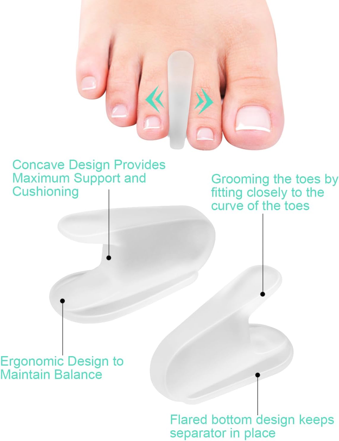 18Pcs Gel Toe Separators for Bunions, Silicone Toe Spacers Bunion Corrector for Feet Women Men Pain Relief, Soft Flared Toe Spreader Straightener for Overlapping Toes(12L+6S)
