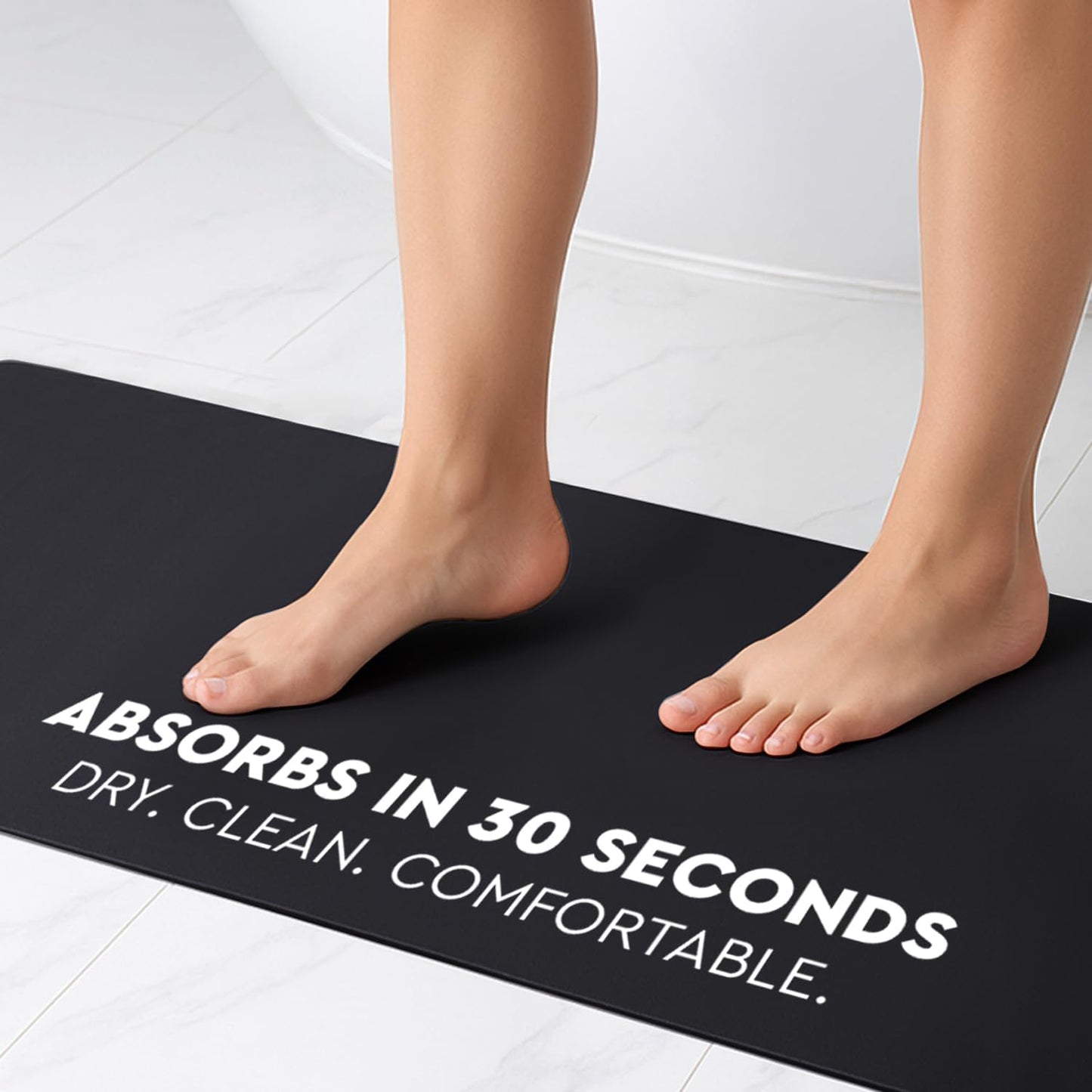 Homergy Bath Mat – Super‑Absorbent & Quick‑Dry with Non‑Slip Rubber Backing, Machine Washable & Odor Resistant – 24x48 in, Black