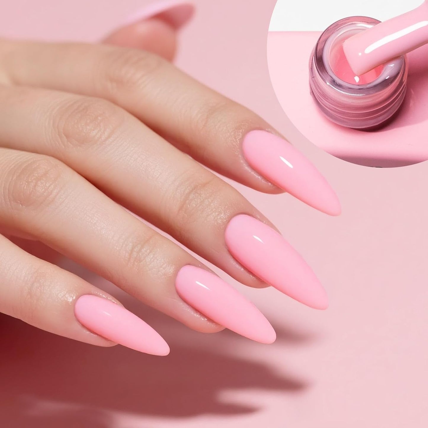 CANNI Rubber Base Gel Nail Polish Set- 6 Pcs 9 Ml Transparent Pink Rubber Base for Nails, Soak Off LED Nail Gel Manicure Kit DIY at Home Salon Gifts