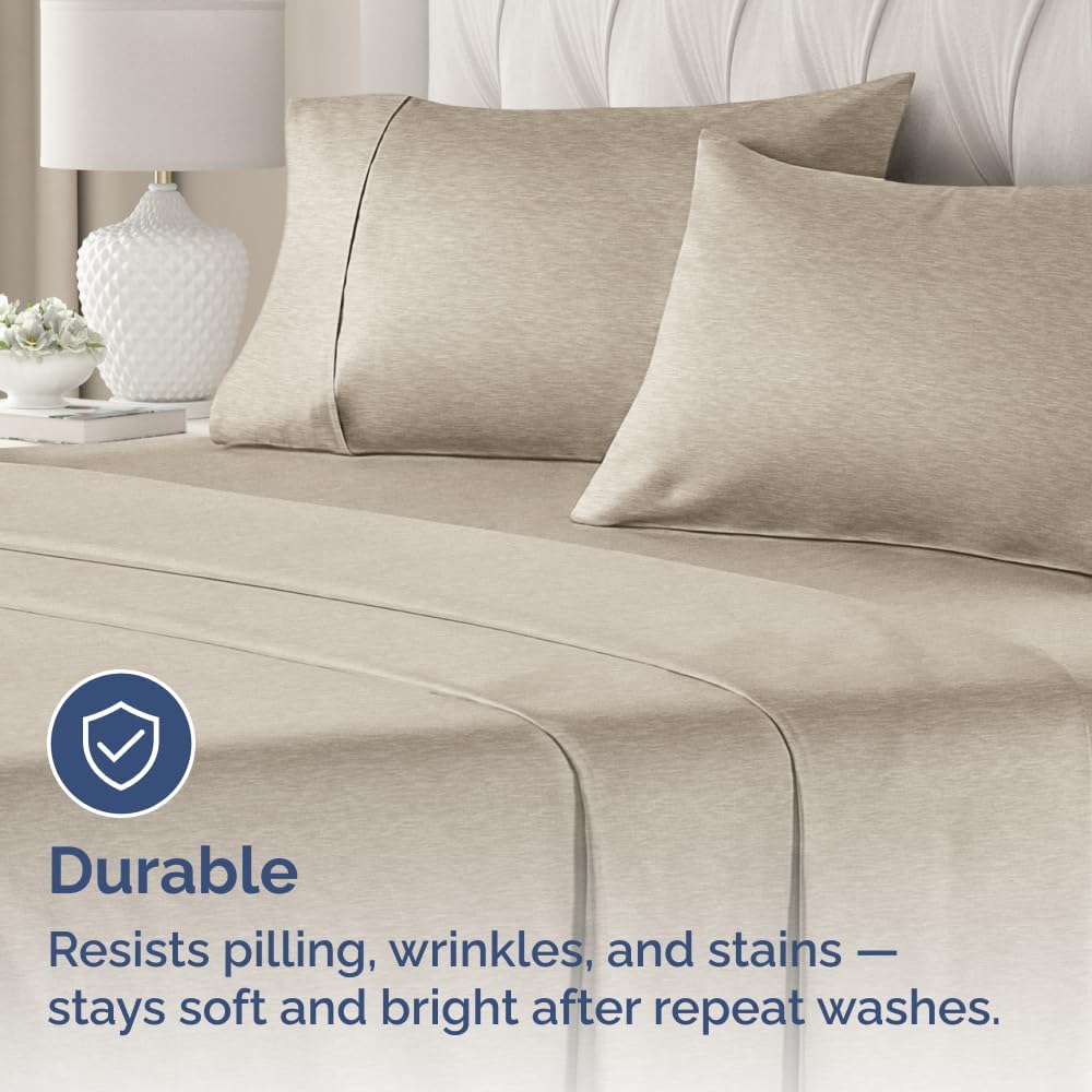 Queen Pillow Cases Set of 2 - Ultra Soft Hotel Quality Pillowcase Covers - Comfy, Cozy & Wrinkle Free - Shrinkage & Fade Resistant - Machine Washable Pillow Protectors - 2 Piece Set - Heathered Beige