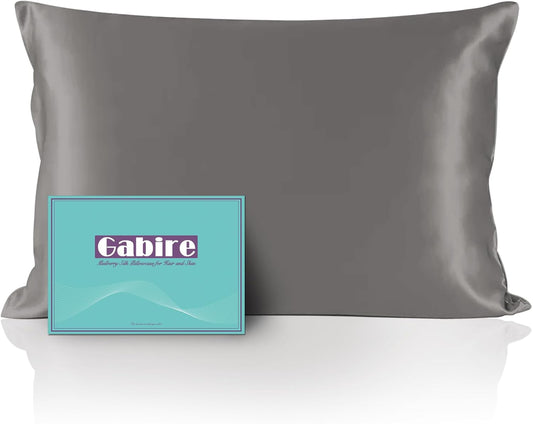 Mulberry Silk Pillowcase for Hair and Skin Prevent Acne Pillow Cases Both Sides Real Silk Pillowcases Organic Silk Pillowcase with Hidden Zipper, Grey, King (20"×36")