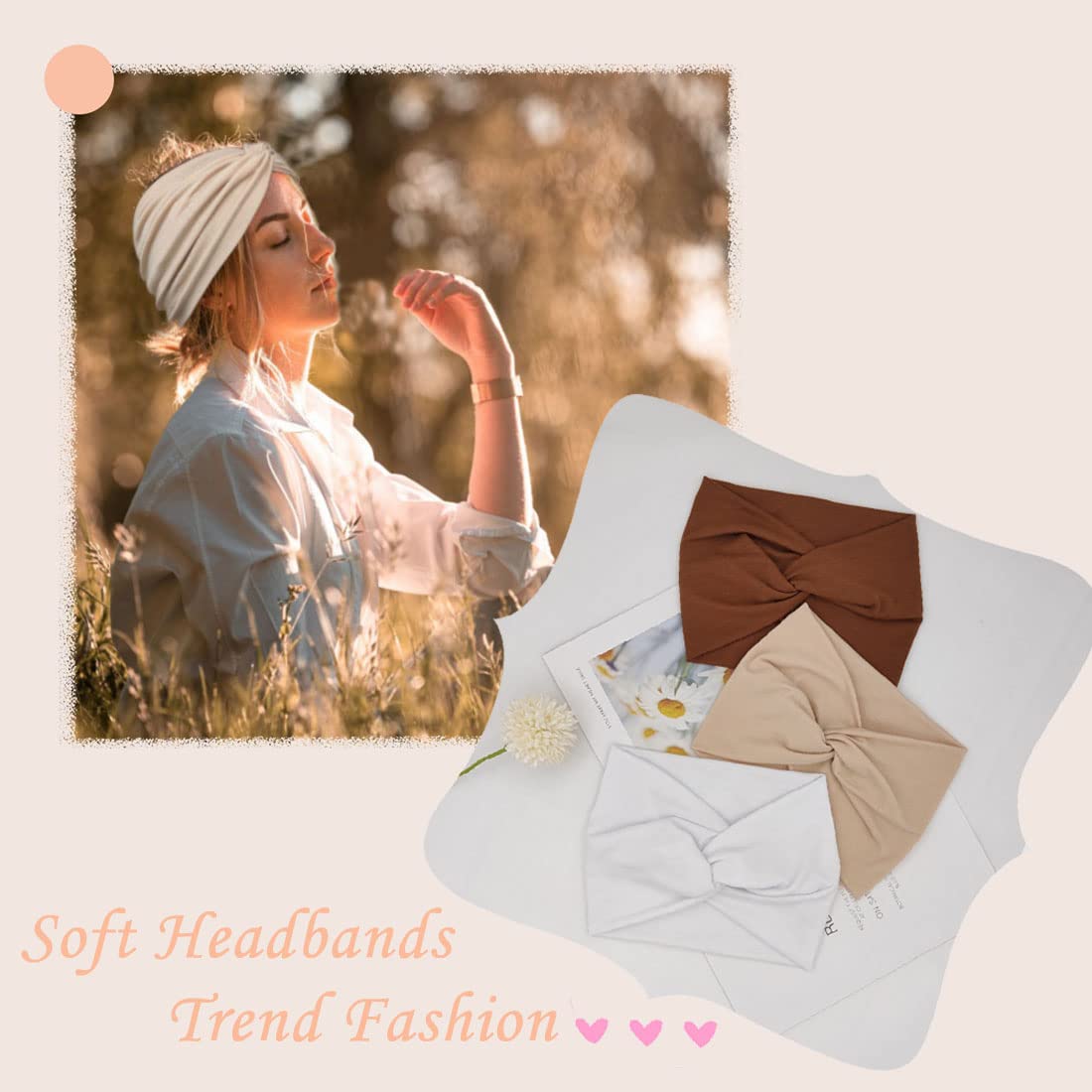 Wide Headbands For Women Extra Large Headband Twisted Knot Head Bands For Women's Hair Band Turban Accessories 6 Pack