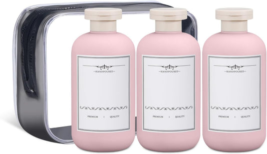 ASEVAT 10 oz Plastic Squeeze Bottle for Lotion, Plastic Empty Shampoo Conditioner Container, Plastic Travel Size Toiletries Bottles for Shampoo, Lotion, Cream and Liquids (3 Pcs