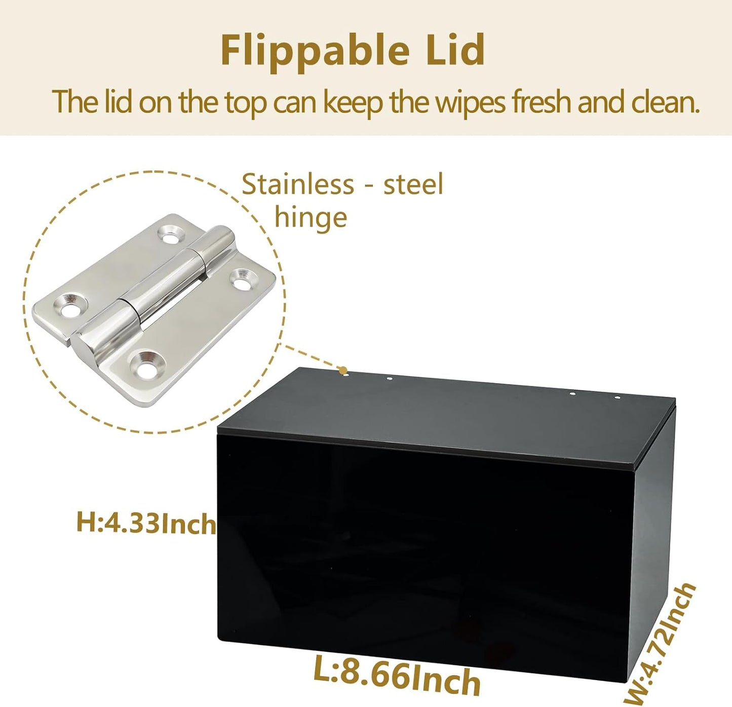 Wipes Holder Container Refillable, Acrylic Dispenser Box for Disposable Wipes, Rectangle Disposable Face Towels, Black