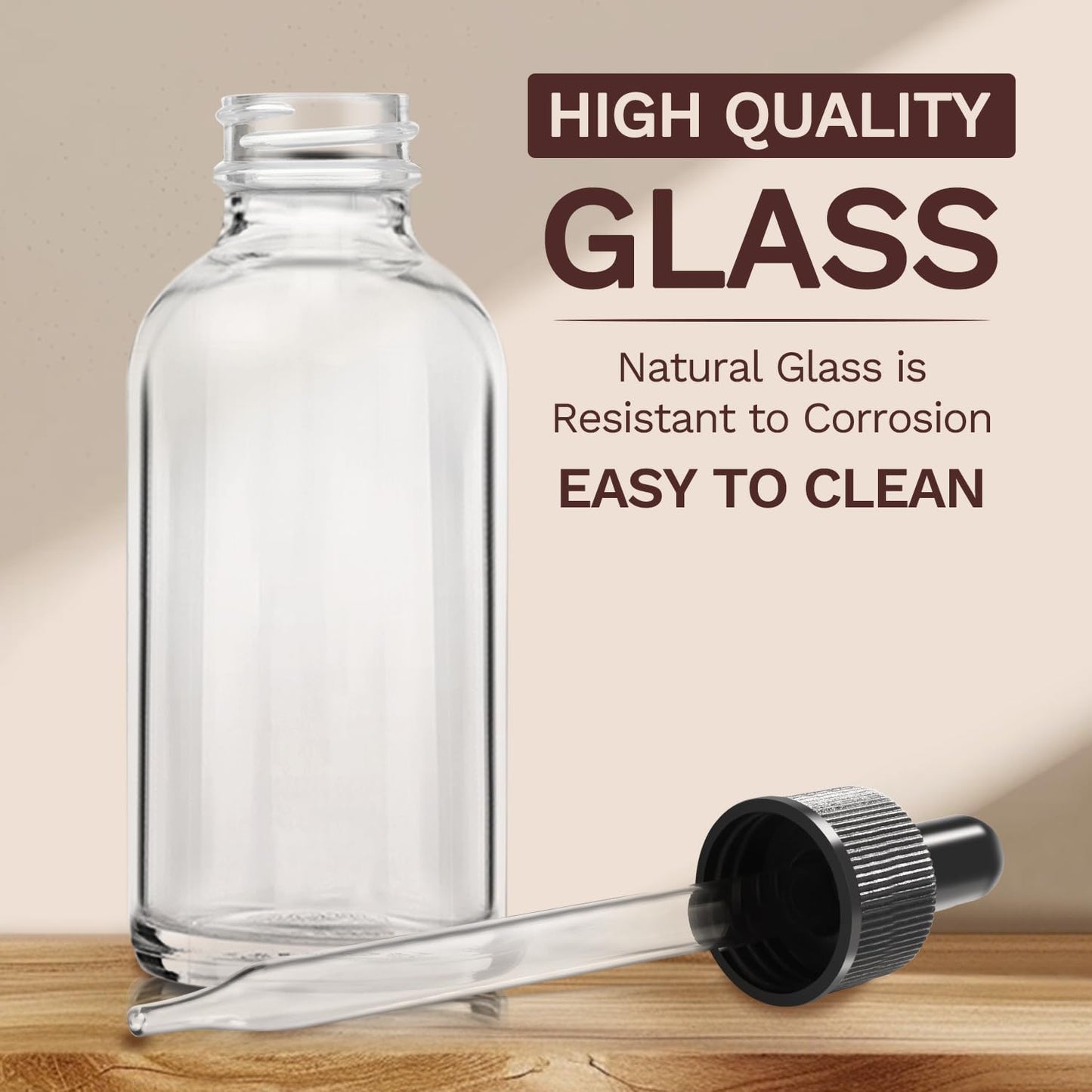 Bumobum 48 Pcs, 2 oz Clear Glass Dropper Bottle with 4 Extra Glass Dropper, 1 Funnel, 1 Pipette, 80 Labels, 60ml Travel Bottles for Essential Oils, Perfume, Hair Oil, Liquids - Leakproof