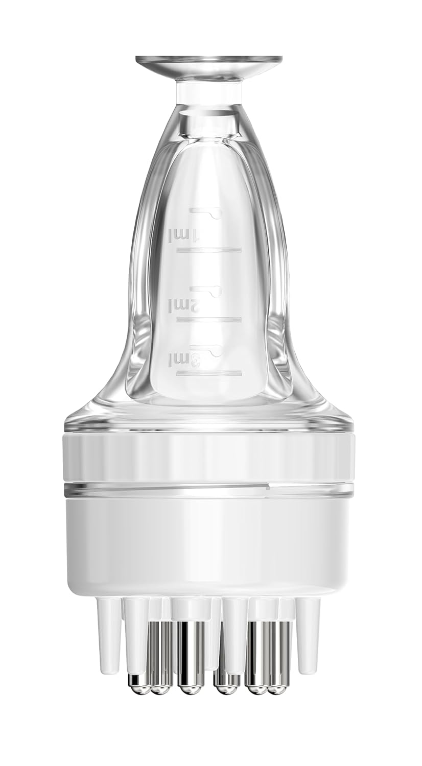 Scalp Massager Comb and Minoxidil Applicator Bottle for Hair Growth, Follicle Care and Thinning Hair Loss Treatment (White)