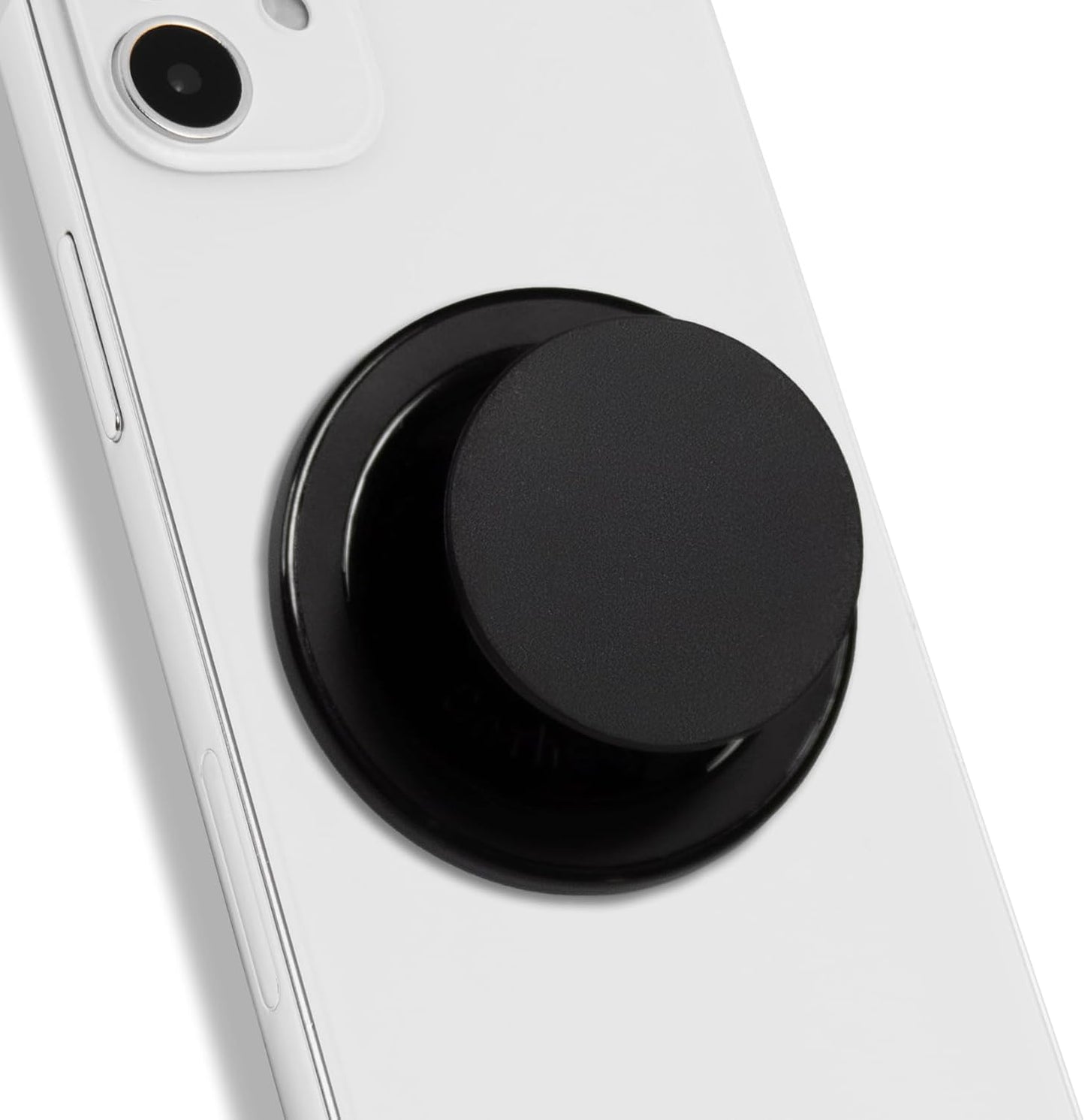 Matt Black Collapsible Phone Grip & Stand Sleek All-Black Design for Secure Hold & Stylish Look (Round Magnetic)