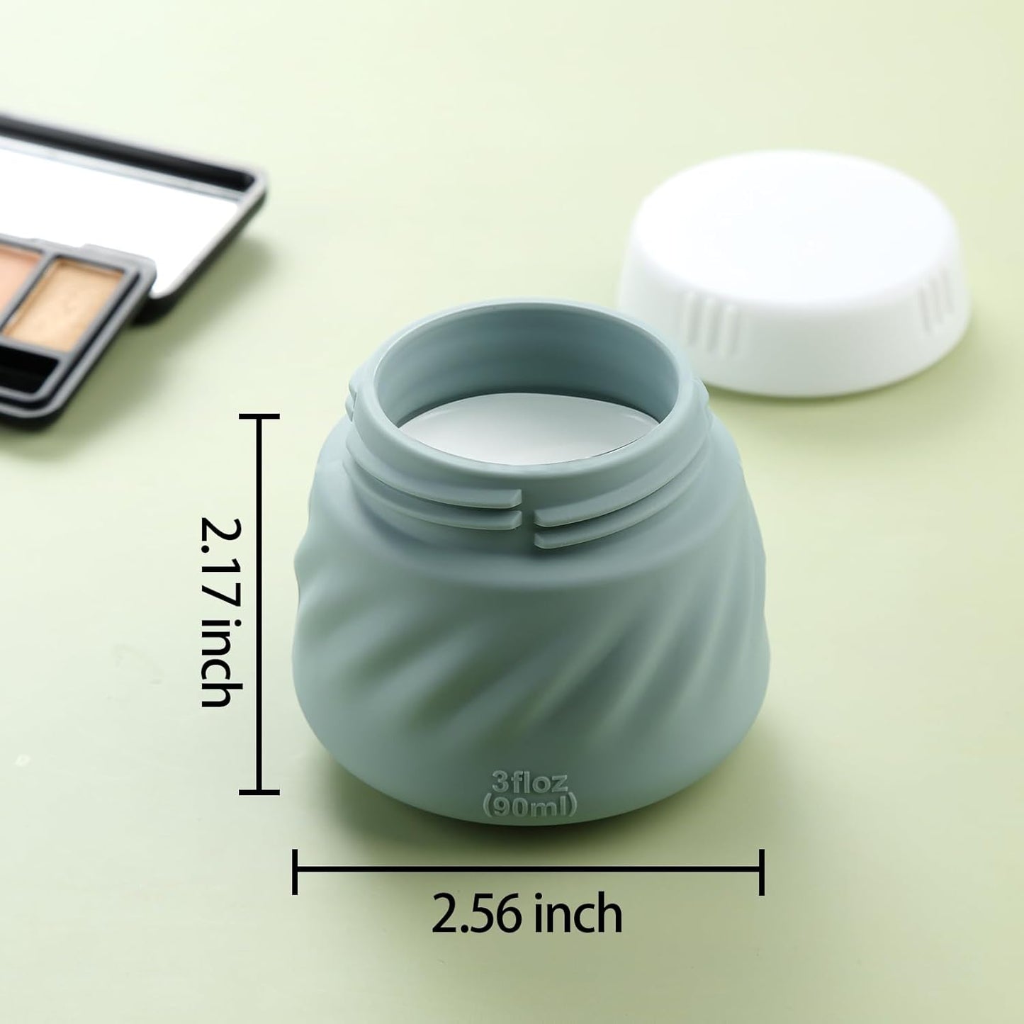 Gemice Silicone Cream Jars TSA Approved Travel Size Containers with Toiletry Bag, Wide Mouth Leak-proof Travel Accessories with Lid for Cosmetic Cream (4 Pack)