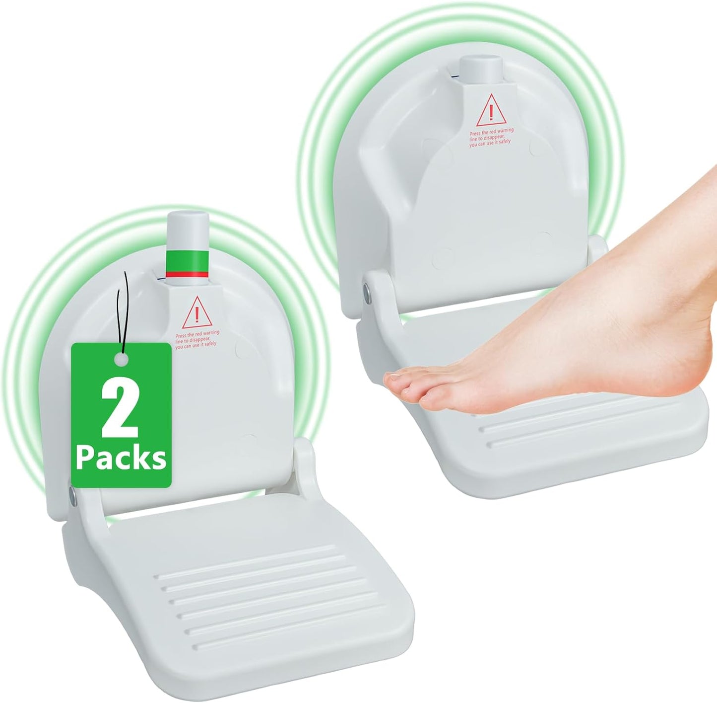 Shower Shaving Foot Rest Foldable, Shower Foot Rest for Shaving Legs, Footrest with Powerful Suction Cup with 5.12'' Pedal, Bathroom Pedicure Foot Rests Stool, 2 Pack