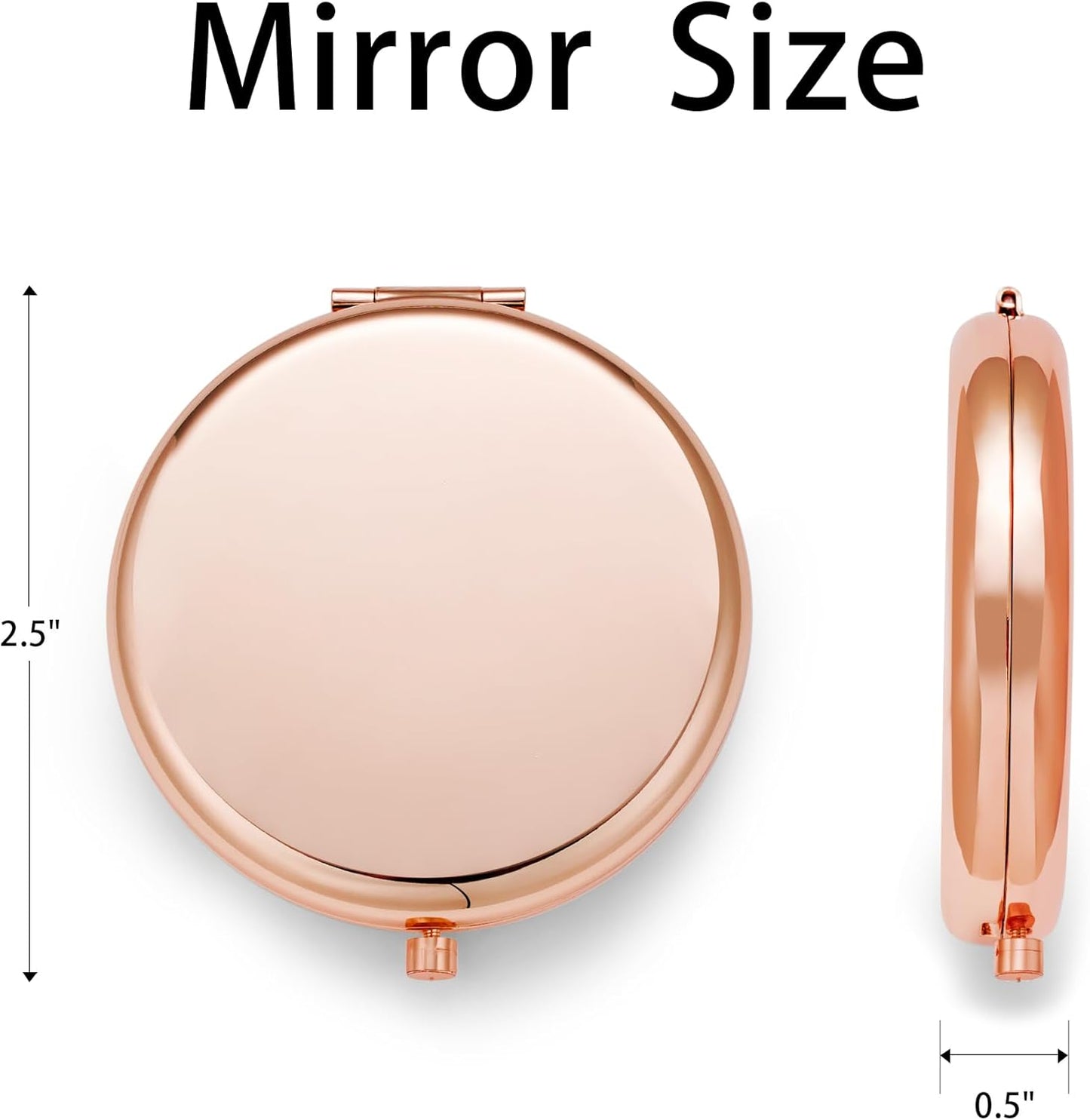 Compact Mirror, Pocket Travel Makeup Mirror for Purse, Metal Round Shell, 2-Sided 1X/2X Magnifying, Portable, Folding, Handheld, Rose Gold, 12 Pack