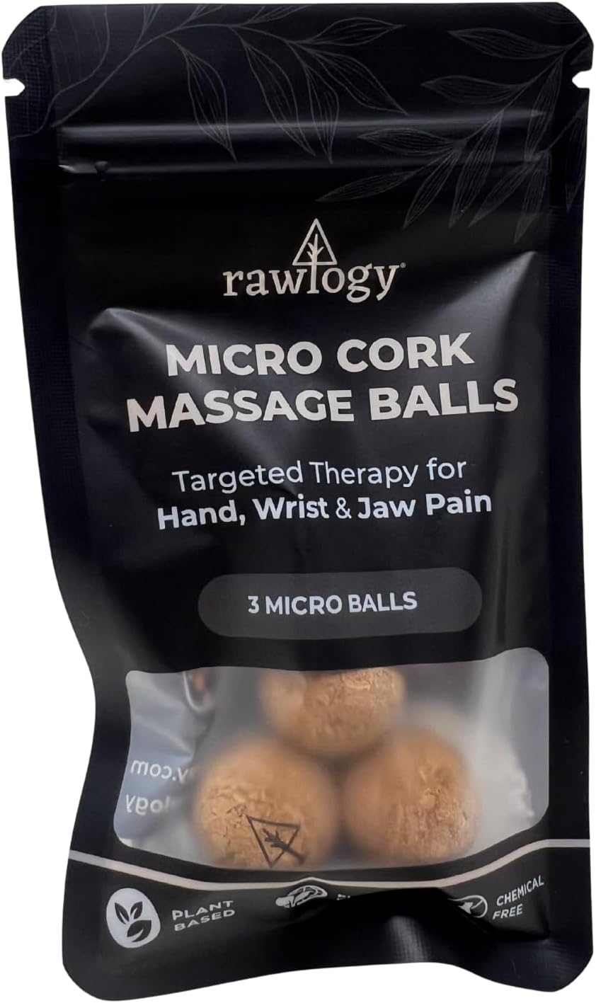 Travel Cork Massage Ball | Lightweight, Sustainable Alternative to Lacrosse Ball for Muscle Pain Relief (Extra Small 0.75 Inch (Pack of 3), Sanded Cork)