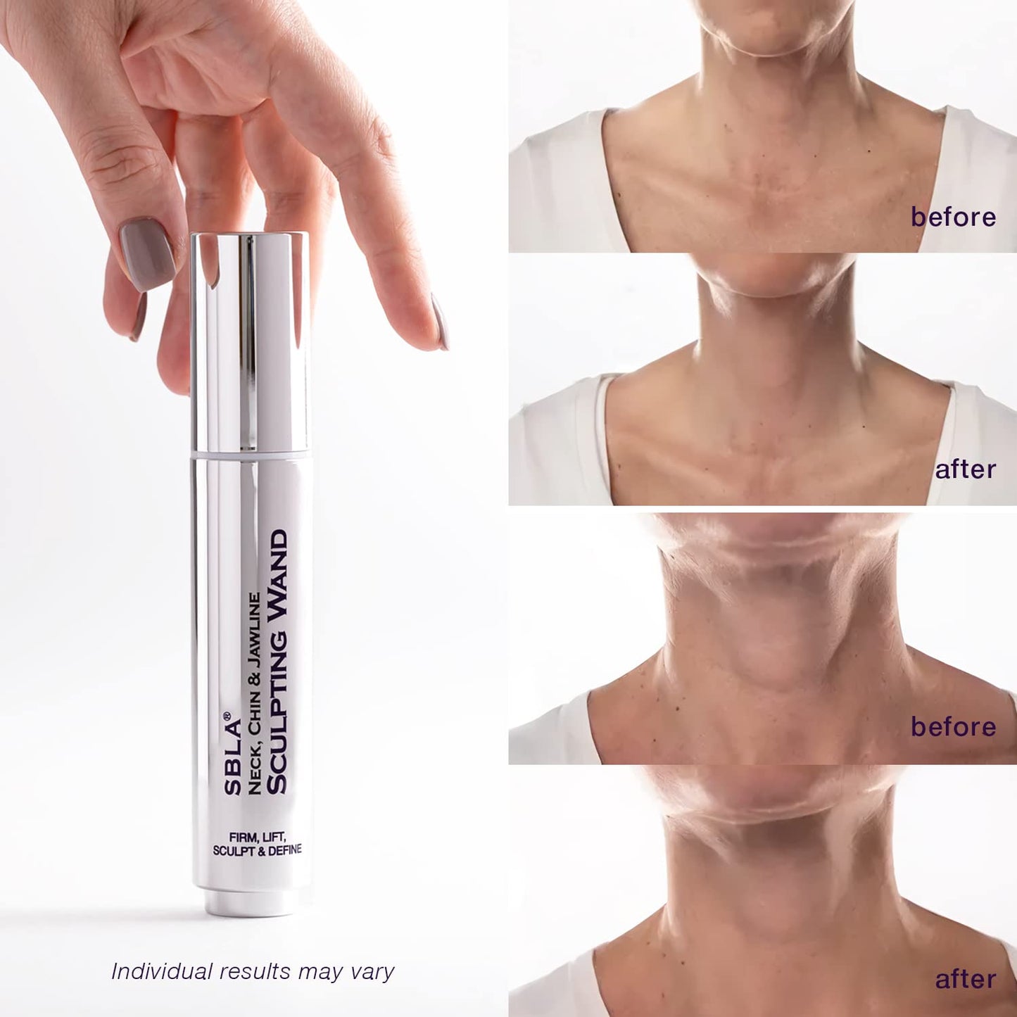 SBLA Beauty - Neck, Chin & Jawline Sculpting Wand 0.7 Fl Oz / 20mL - Lifts & Firms the Neck, Chin, Jawline & Decollete - Reduces Lines & Wrinkles - Smooths, Tightens Sagging Skin - Evens Out Skin Tone