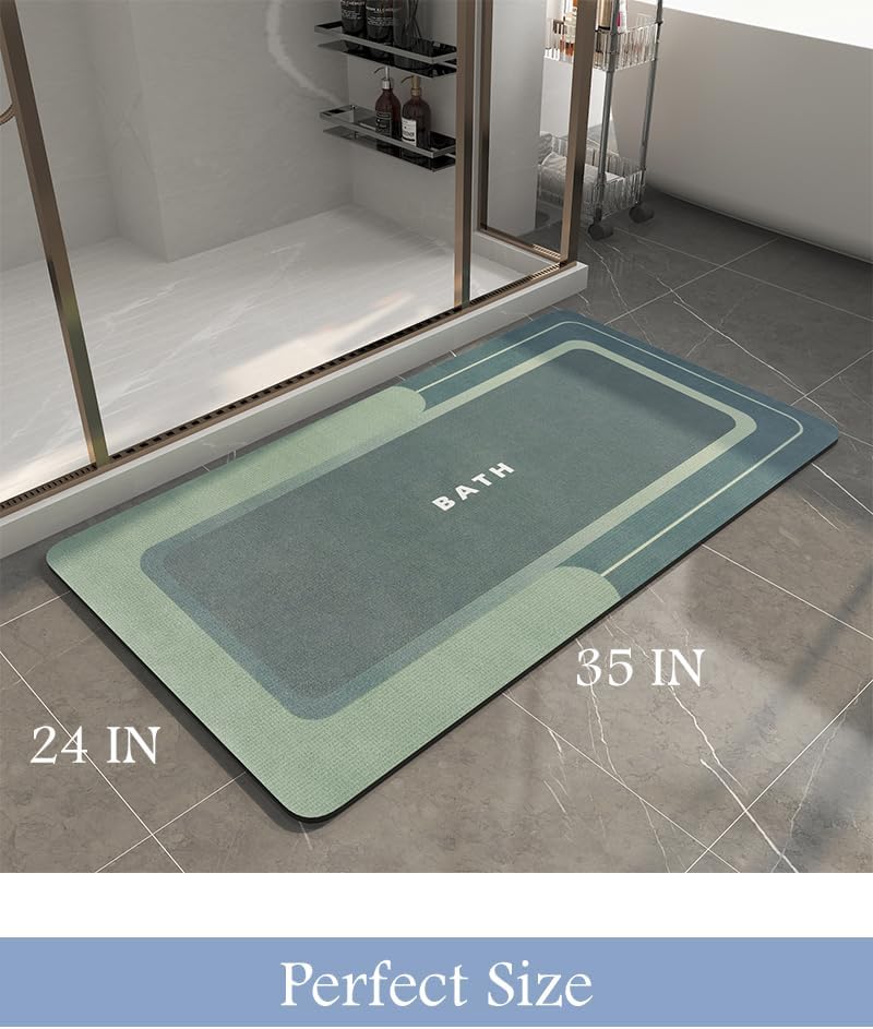 MontVoo Bath Mat - Bathroom Mat Rug Non Slip Super Absorbent Stain Resistant Quick Dry - 24"x35" Green