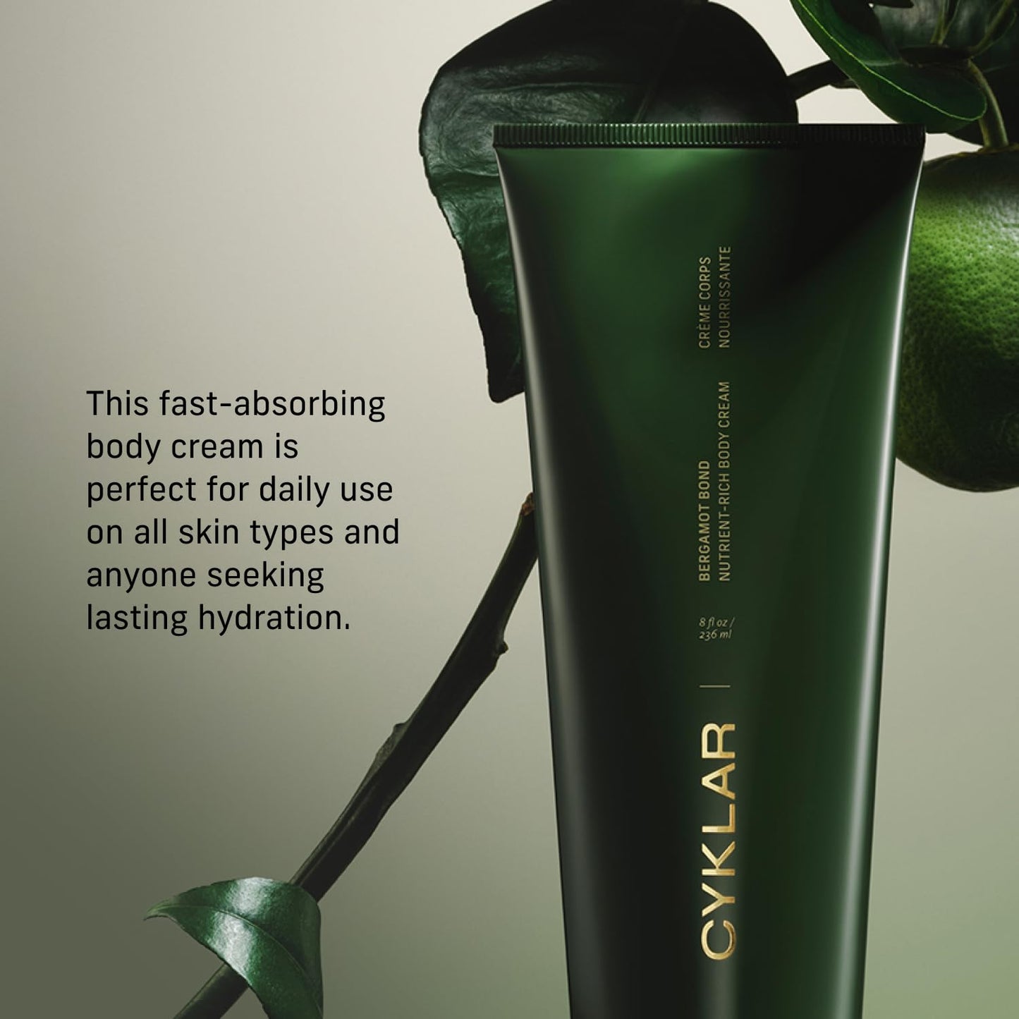 CYKLAR Nutrient Rich Body Cream. Bergamot Bond Nourishing Moisturizer with Niacinamide and Banana Flower Extract. Deep Hydration, Thick Body Lotion, Dry Skin Cream for Women and Men, 8 Fl Oz