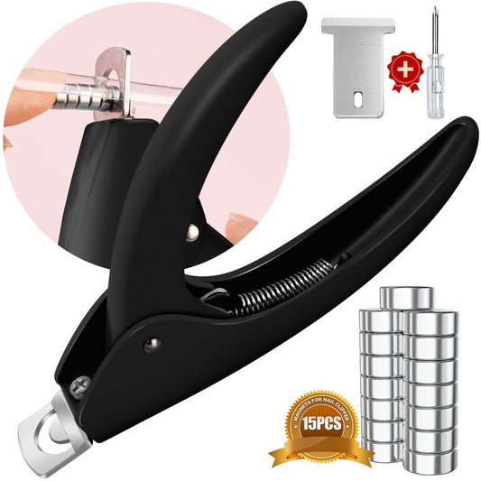 Black Adjustable Nail Clippers with Magnets Sizers for Acrylic Nails, Artificial Fake Nail False Nail Tip Cutter Trimmer Manicure Pedicure Sharp Blade Clip Tool For Salon Home Art Beauty