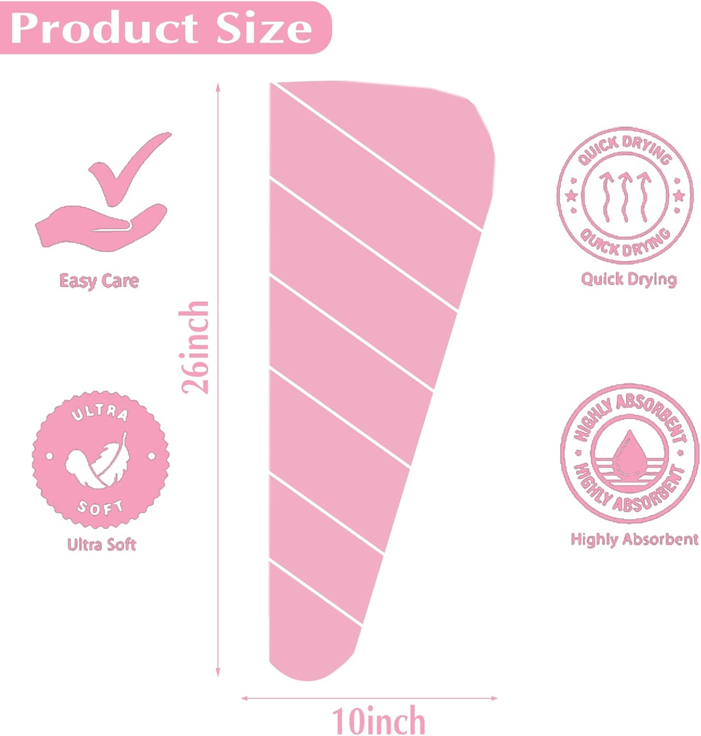 Hair Drying Towel 3 Pack - Ultra Soft Microfiber Turban Twist Hair Wrap for Women - Super Absorbent, Quick Dry Hair Towel Cap for Wet Hair (3 Colors, Yellow Pink & Red)