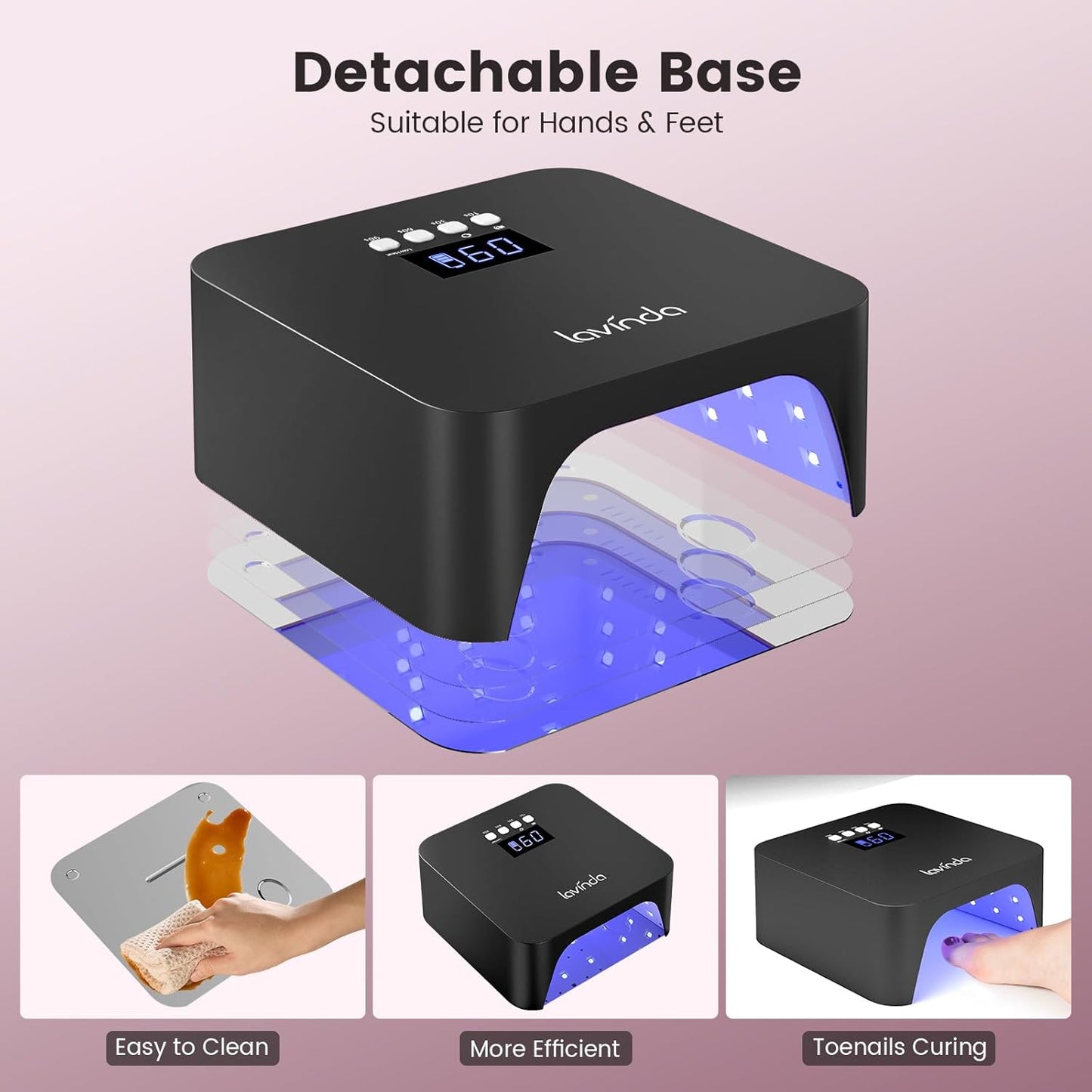 Lavinda UV Light for Gel Nails, Professiona UV LED Nail Lamp 2X Faster Curing Nail Dryer Nail Light Compatible with All Gel Types for Home Salon (Black X7)