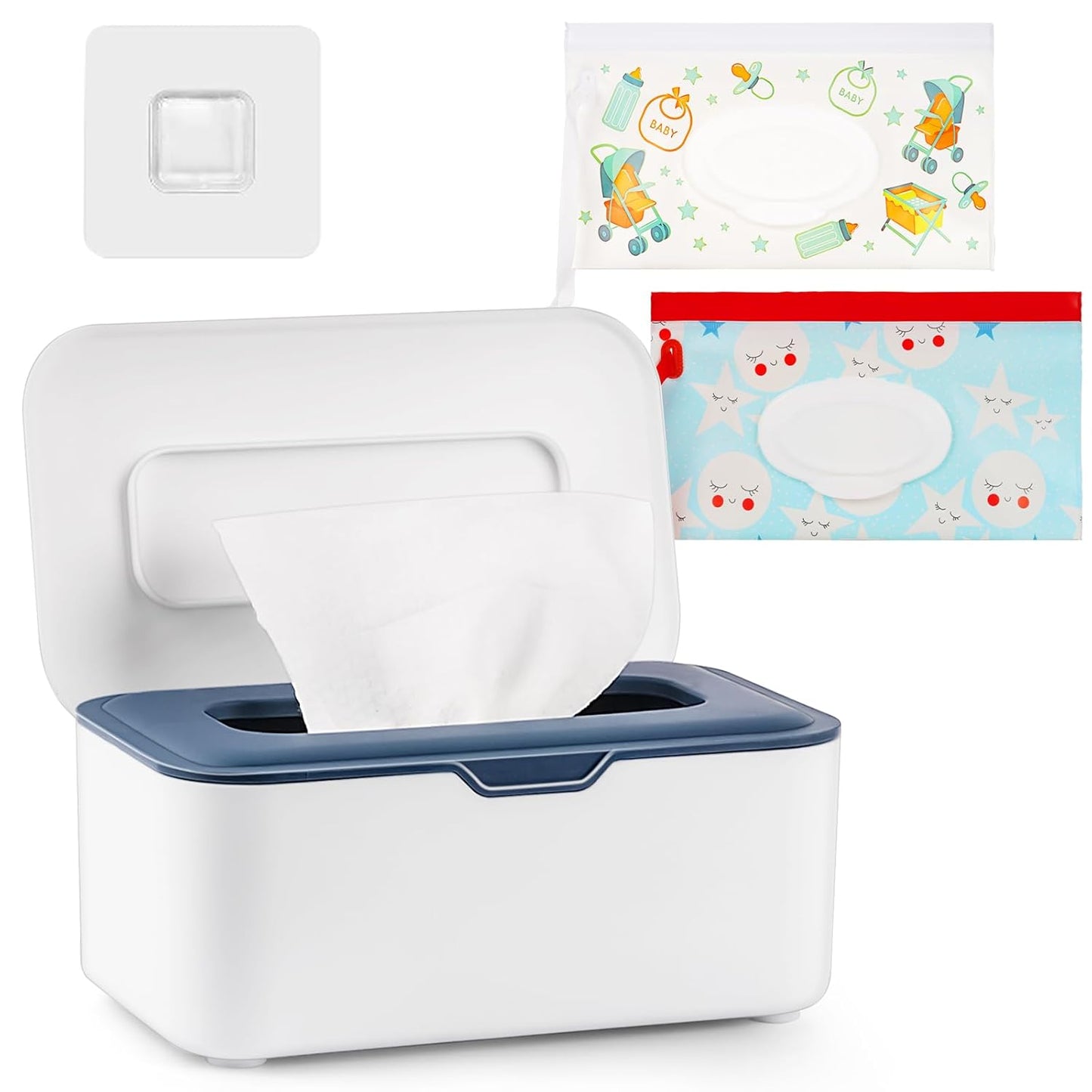 Baby Wipes Dispenser Holder Container, Keep Wipes Fresh and Clean, for Home, Office, Kitchen (New Blue)