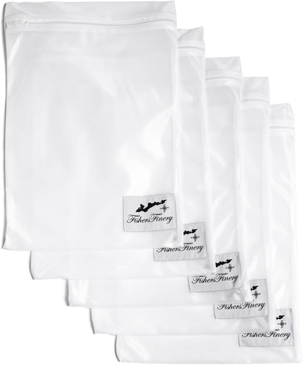 Fishers Finery Multi-Pack Mesh Wash Bag; Zipper Closure-1 Year Replacement (5 Pack, 12 X 17 in)