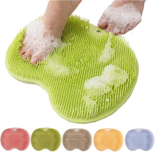 Foot Cleaning Pad, Upgrade Shower Scrubber Mat with Suction Cups, Back Washer for Men & Women (Green)