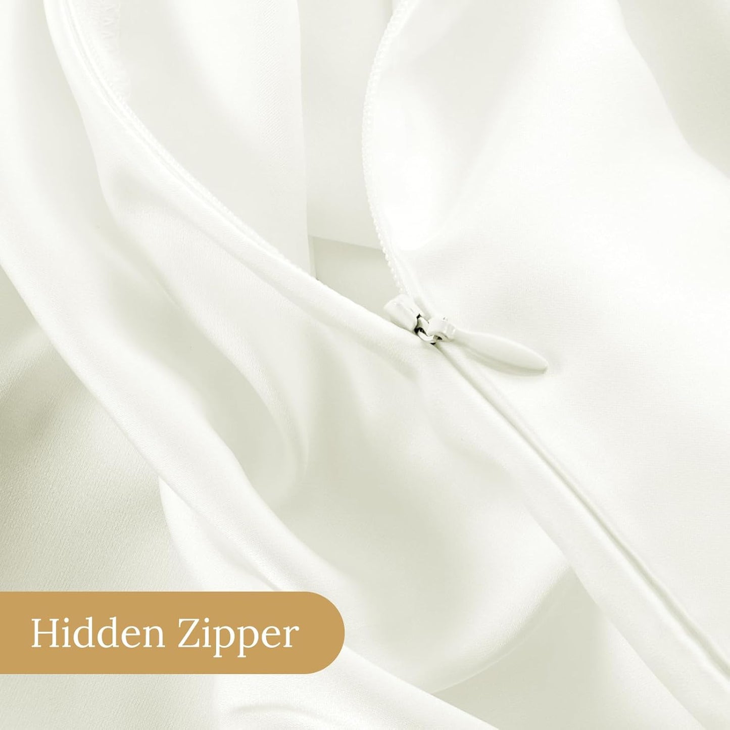 INFIIXSO Silk Pillow Cases 2 Pack Standard Size, Ultra Smooth & Soft Mulberry Silk Pillow Case for Hair and Skin, Breathable Cooling Silk Pillowcase with Hidden Zipper (Cream, 20x26 Inches)